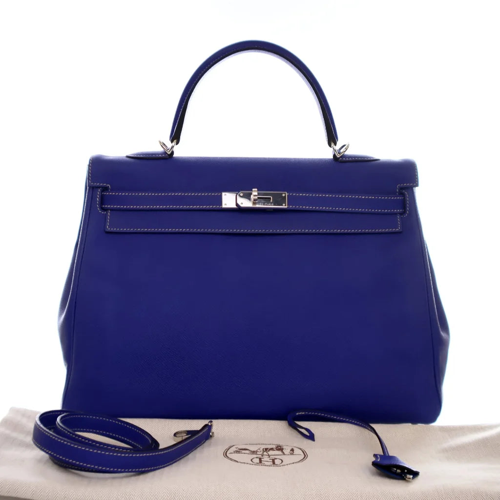 Hermes Bleu Electrique Epsom Candy Kelly 35 UT1BNC