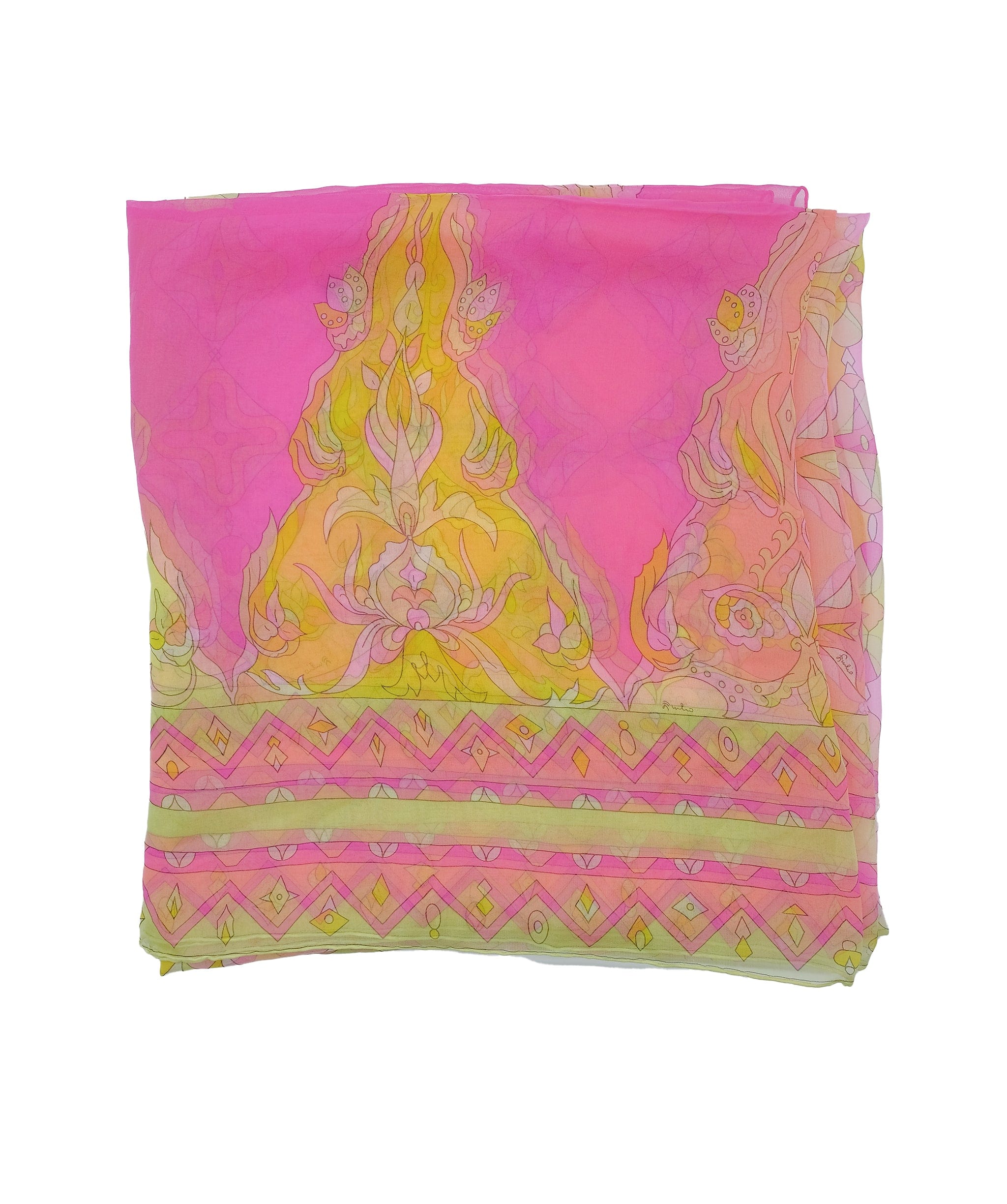 Emilio Pucci Emilio Pucci Silk Scarf Pink/Yellow RJC2730