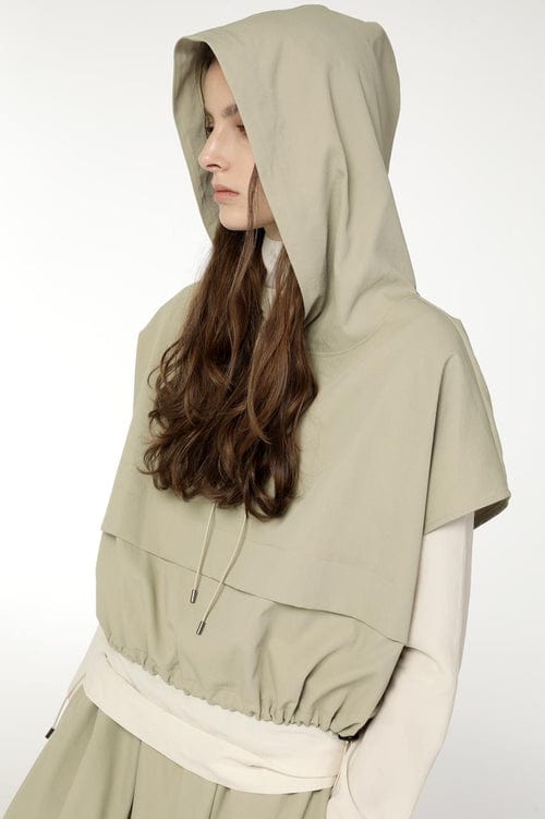 Essentials 5ive HOODED SHORT ANORAK L / KHAKI B ASCFE1016