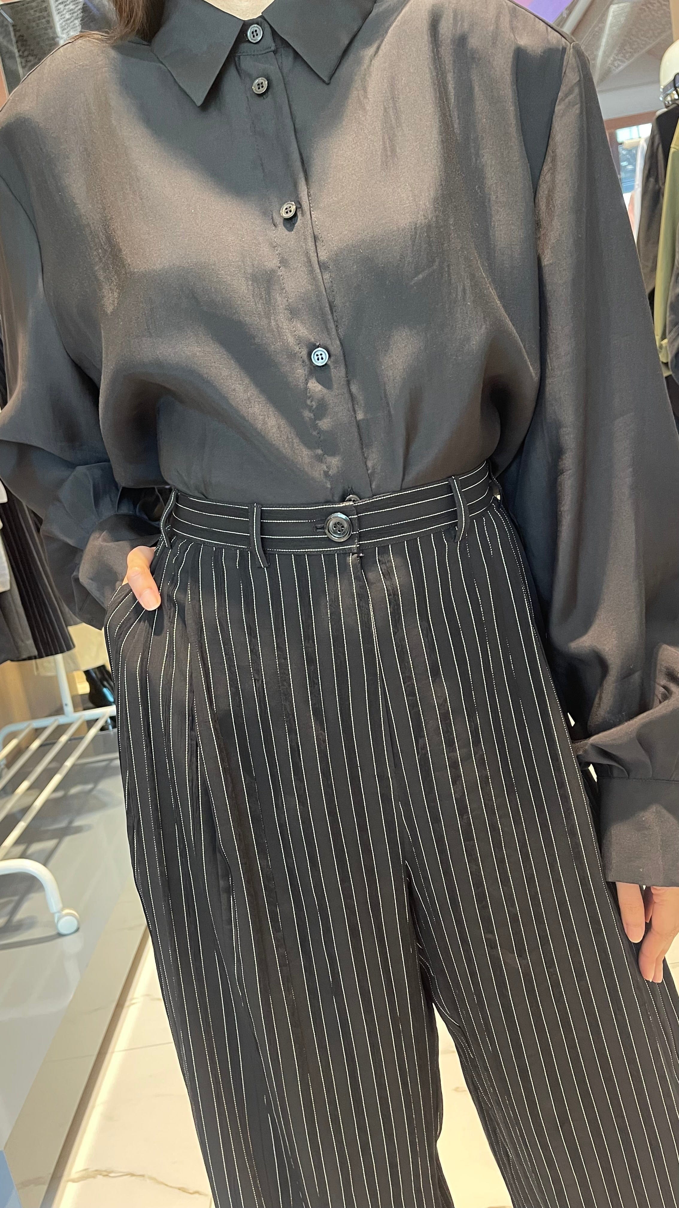 ESSENTIALS5IVE WIDE LEG PINSTRIPE TROUSERS  (بنطلون) "BOUBOU"