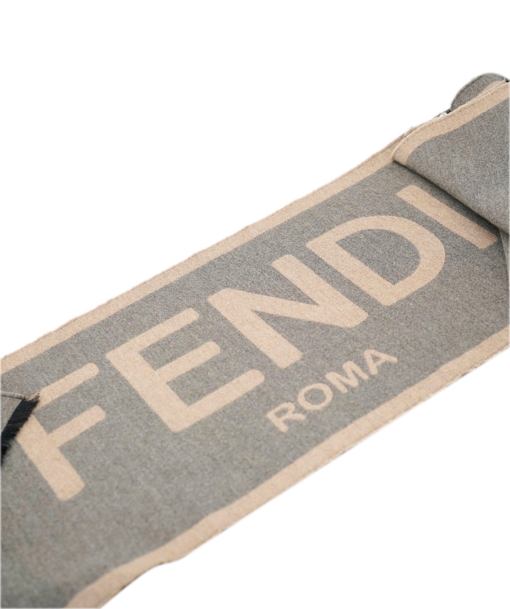 Fendi Fendi Brown and Grey Wool Scarf ALL0799