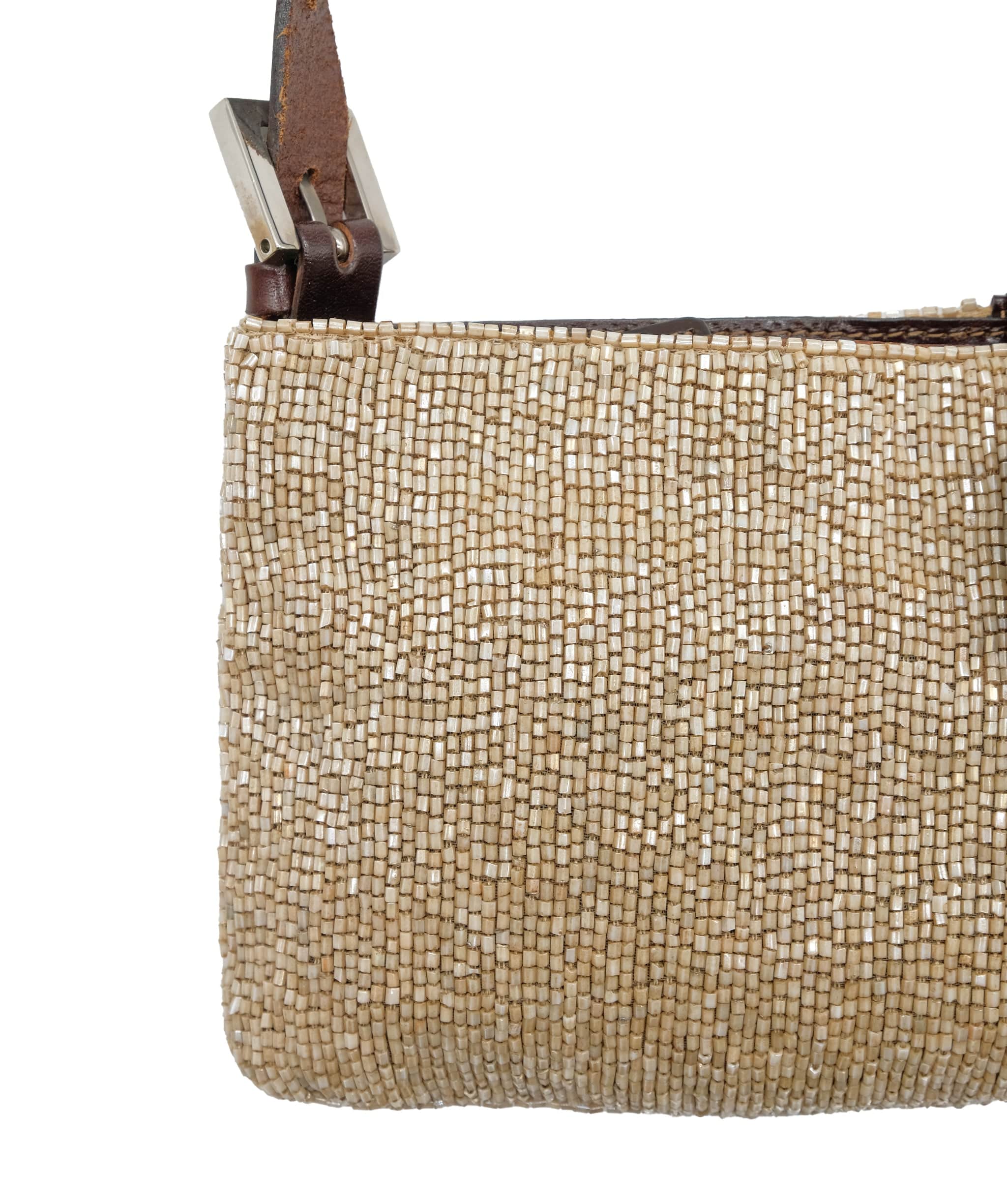 Fendi Fendi Beaded Bag Crossbody Beige  DXBS0229