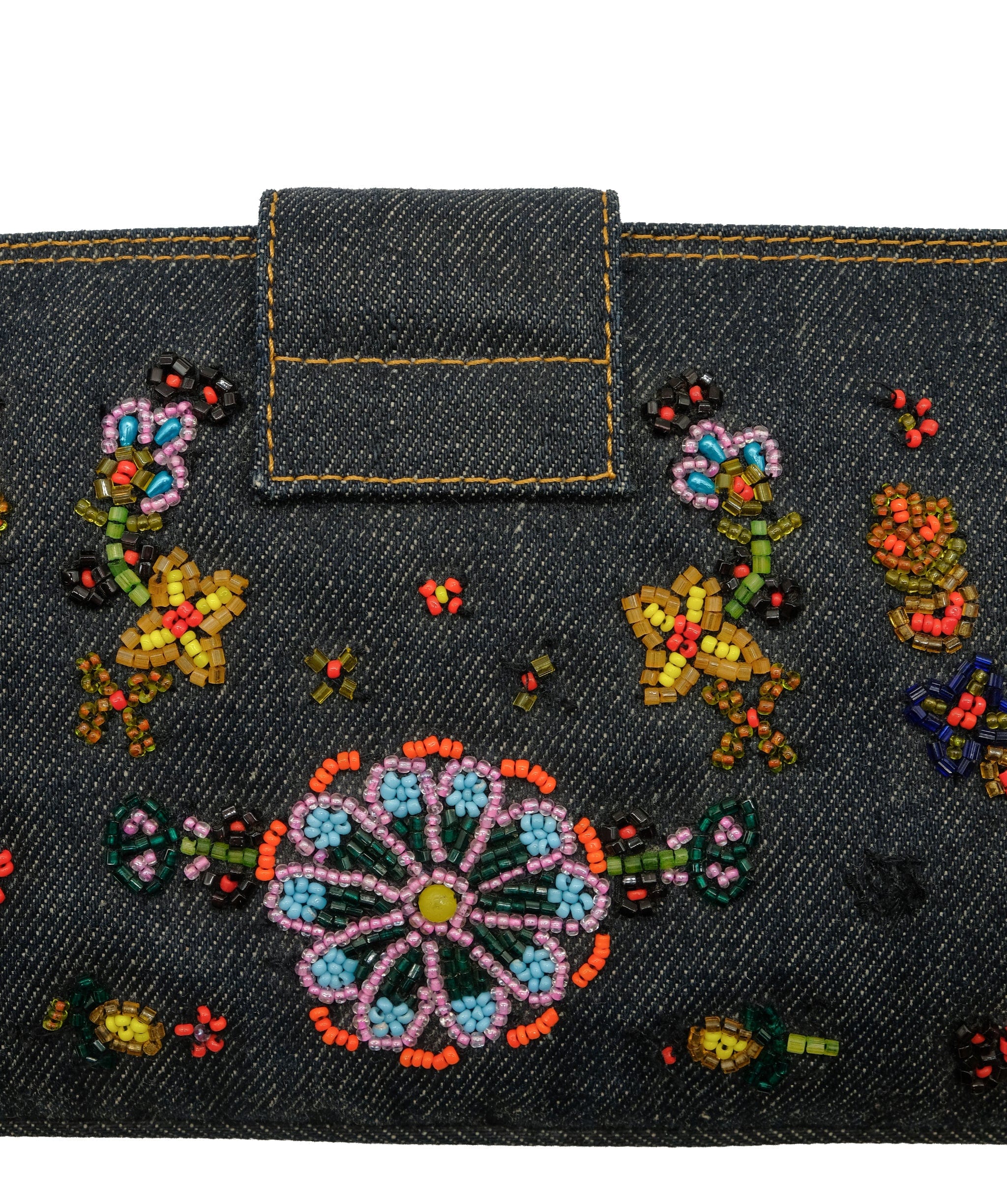 Fendi Fendi Beaded Bag Flowe Denim Crossbody  DXBS0230