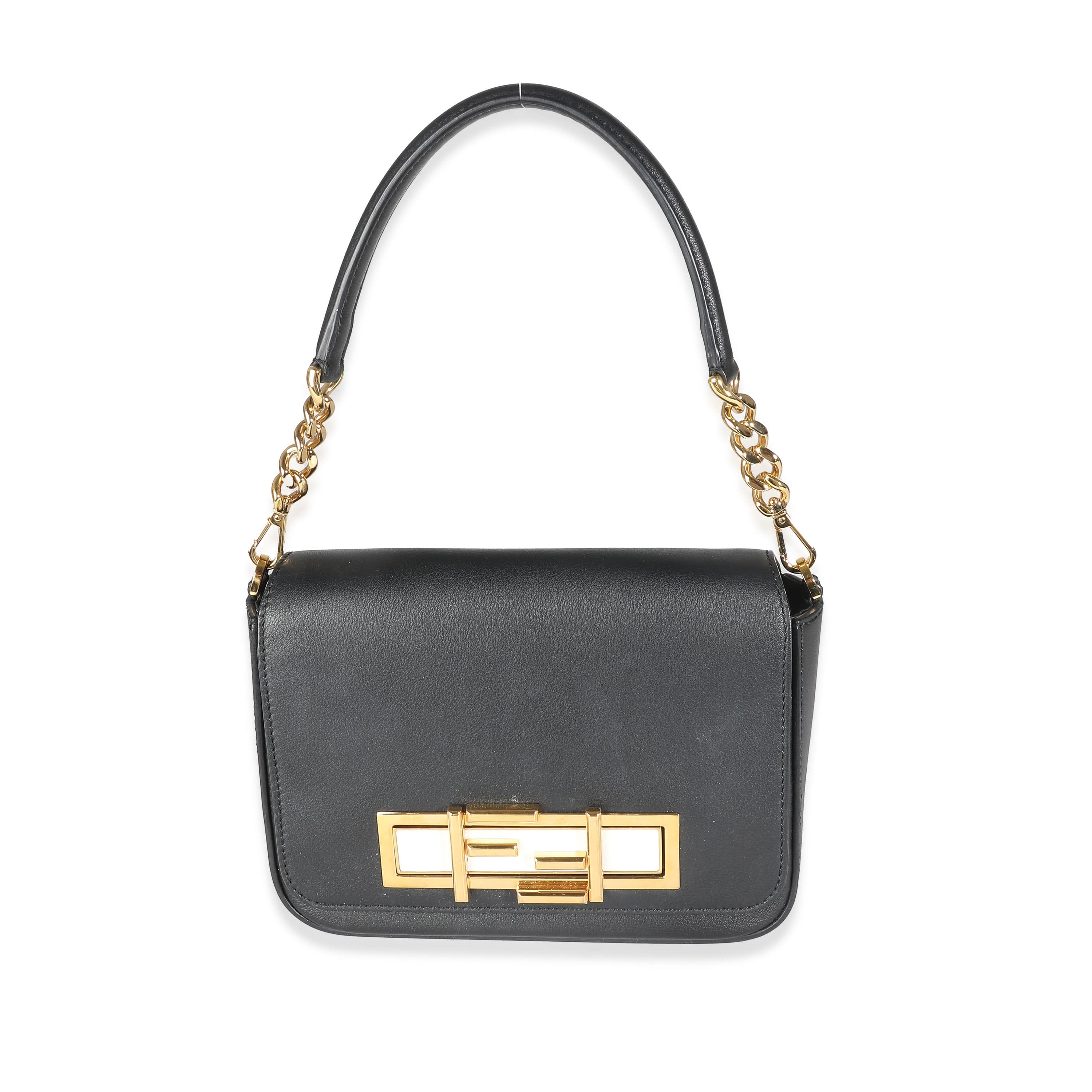 Fendi Fendi Black Leather Top Handle Bag With GHW ASC5190