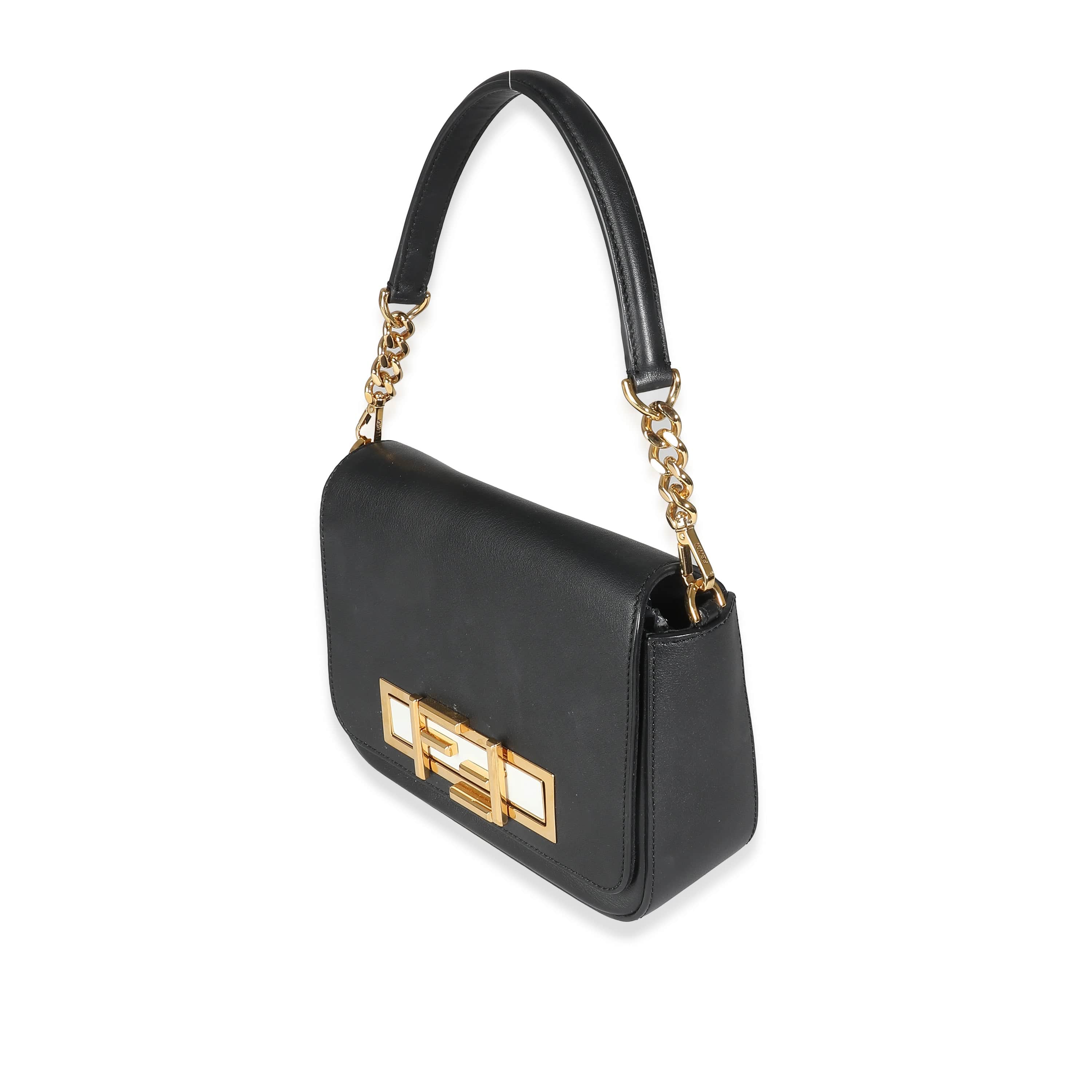 Fendi Fendi Black Leather Top Handle Bag With GHW ASC5190