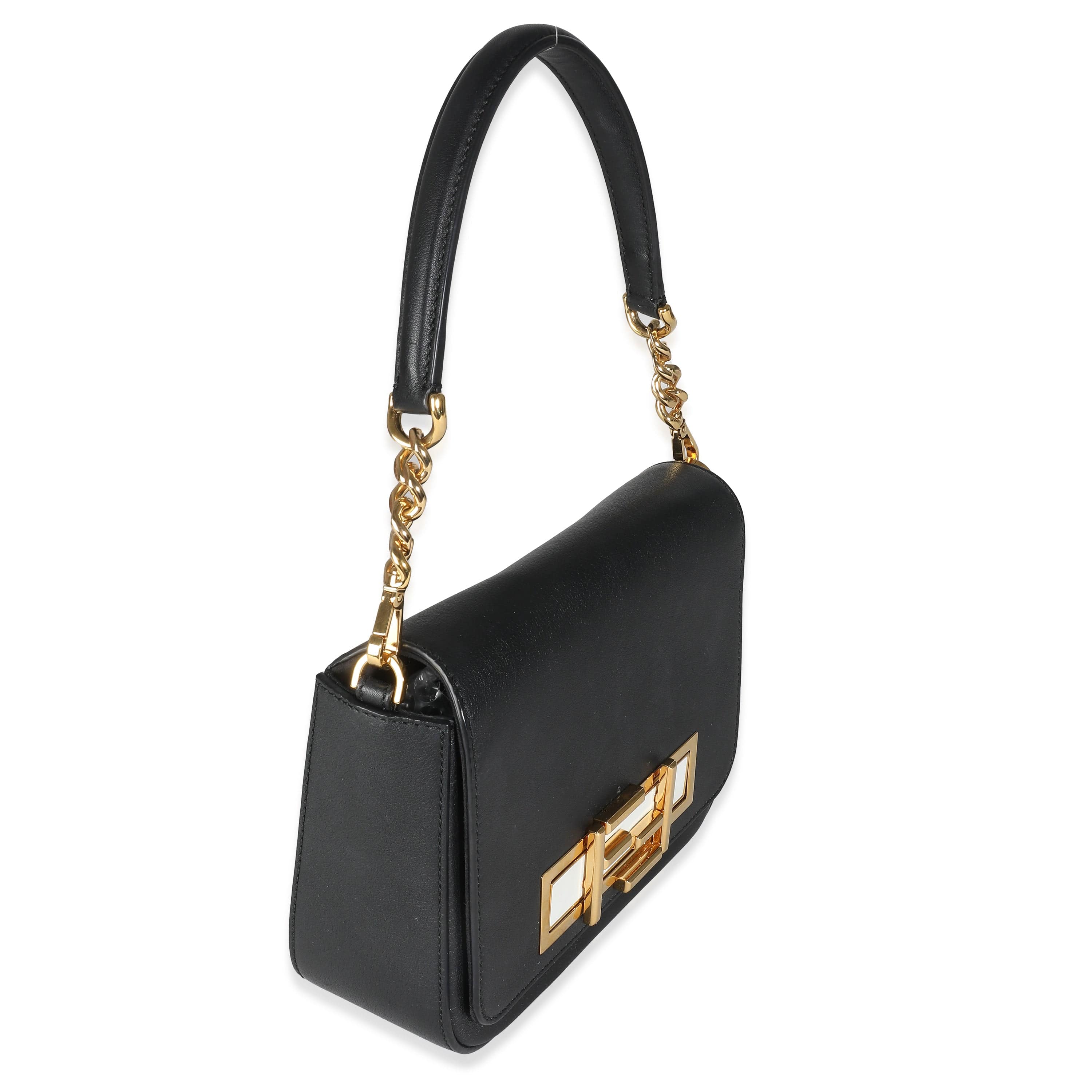 Fendi Fendi Black Leather Top Handle Bag With GHW ASC5190