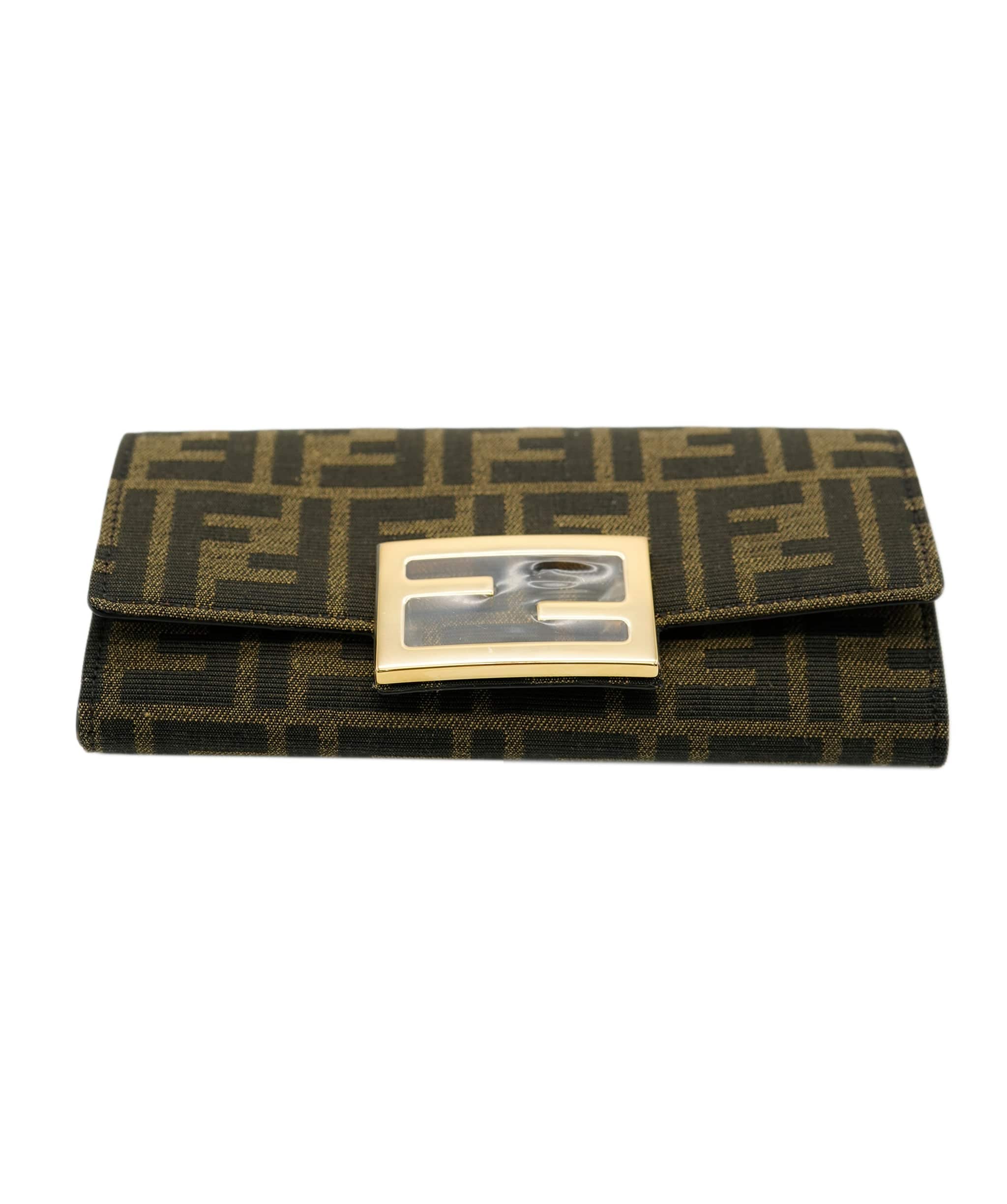 Fendi Fendi Brown Zucca Continental Chain Wallet ASC2299