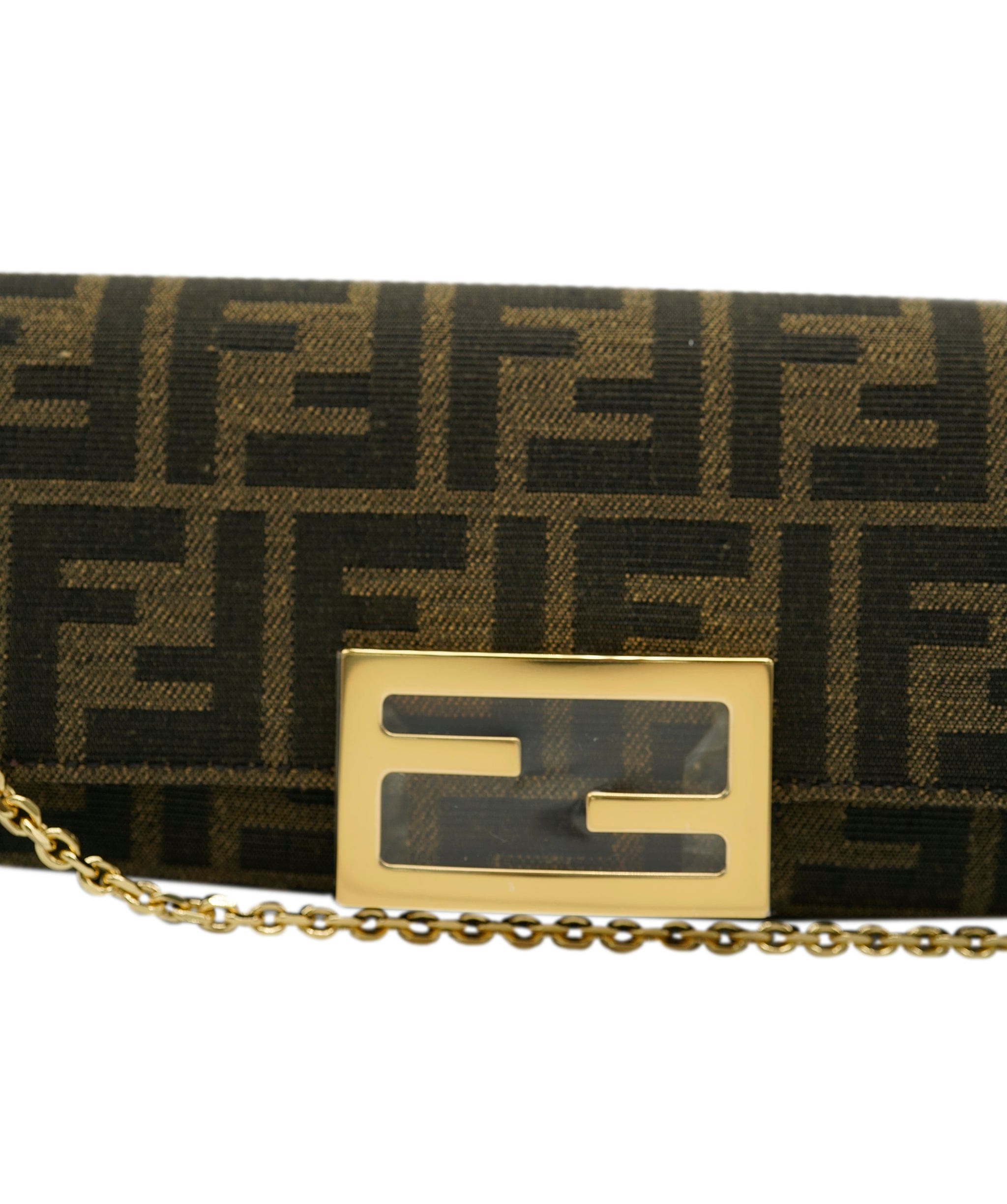 Fendi Fendi Brown Zucca Continental Chain Wallet ASC2299