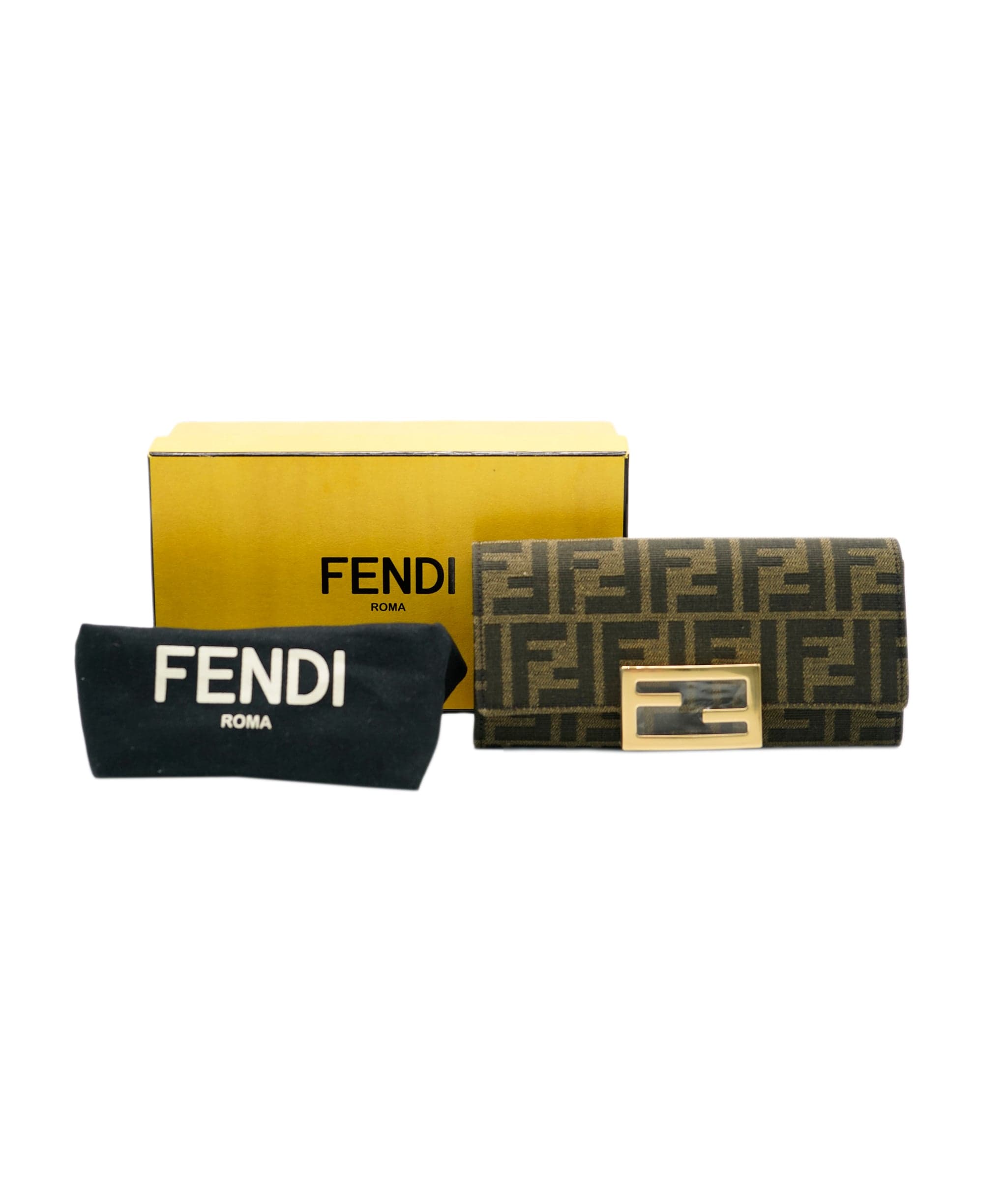 Fendi Fendi Brown Zucca Continental Chain Wallet ASC2299