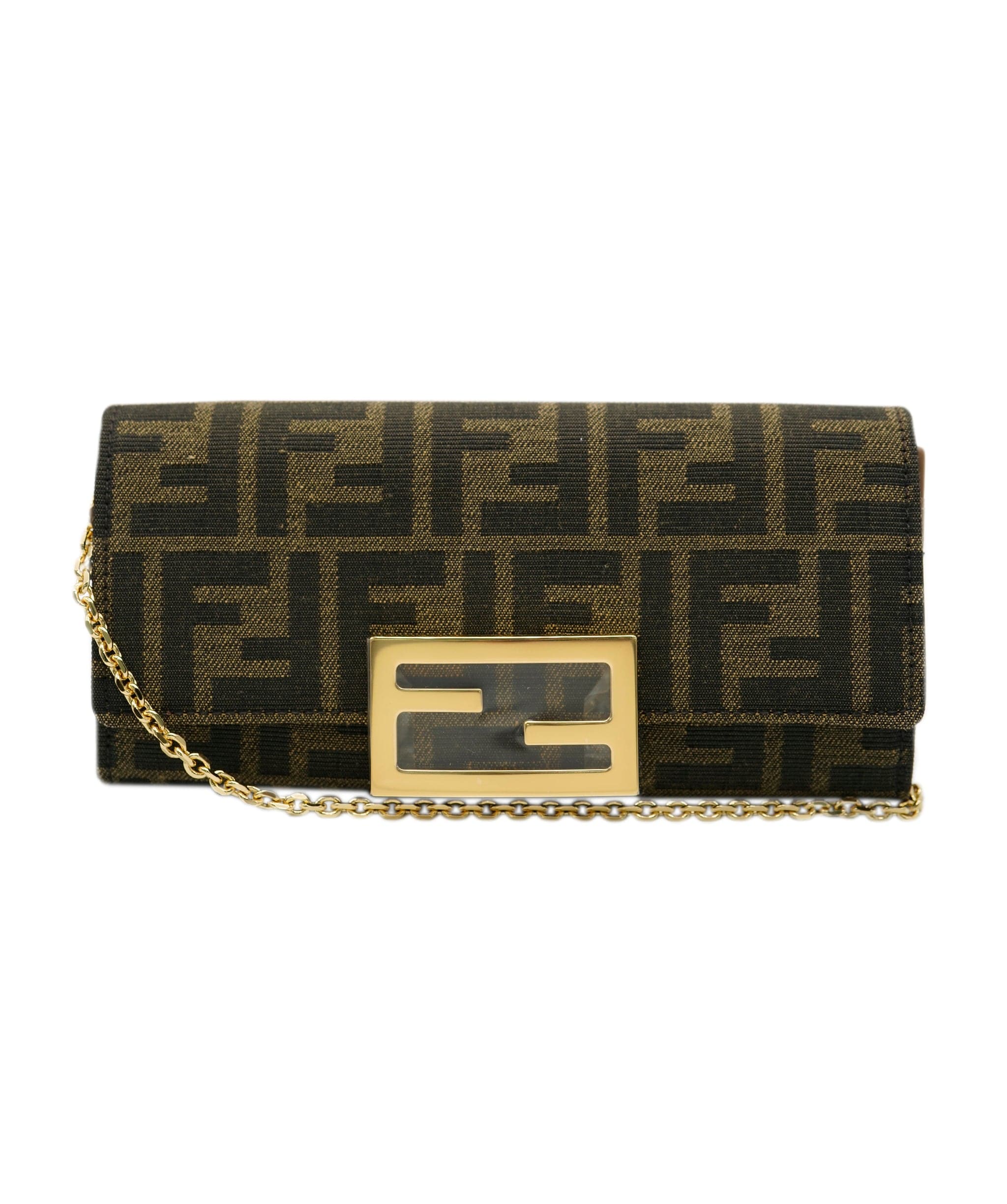 Fendi Fendi Brown Zucca Continental Chain Wallet ASC2299