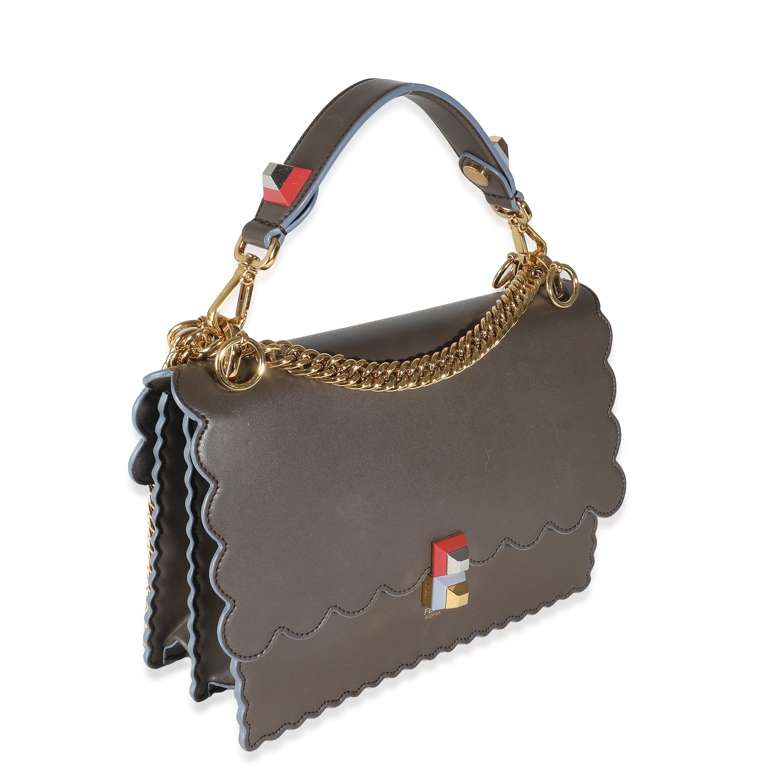 Fendi Fendi Khaki Leather Khan Bag With Gold Hardware ASC5192