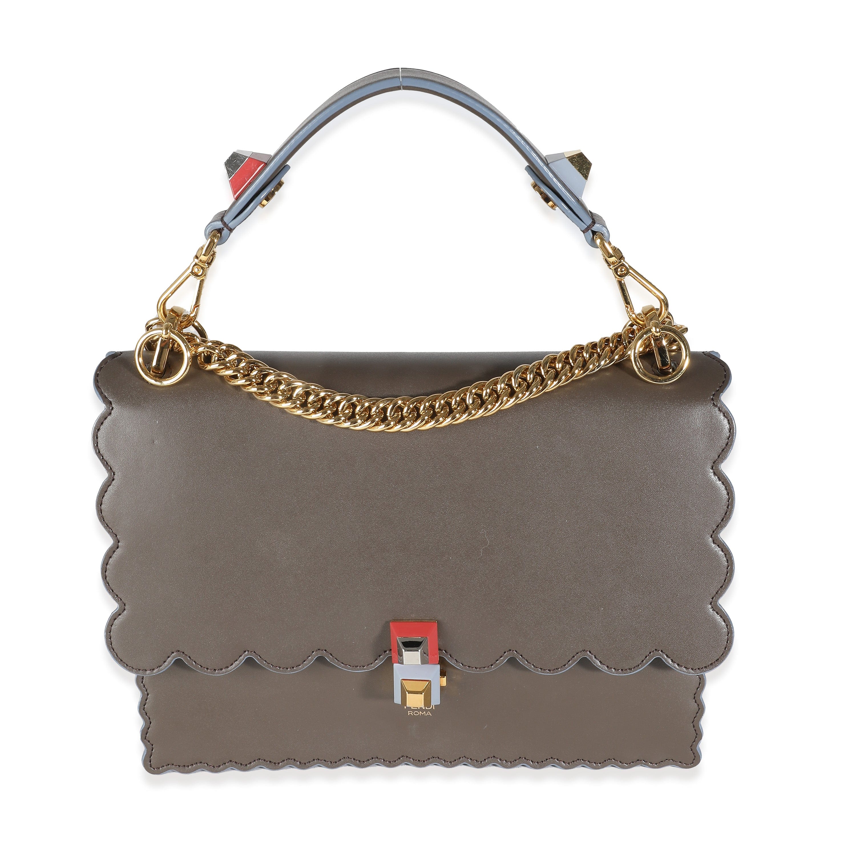 Fendi Fendi Khaki Leather Khan Bag With Gold Hardware ASC5192