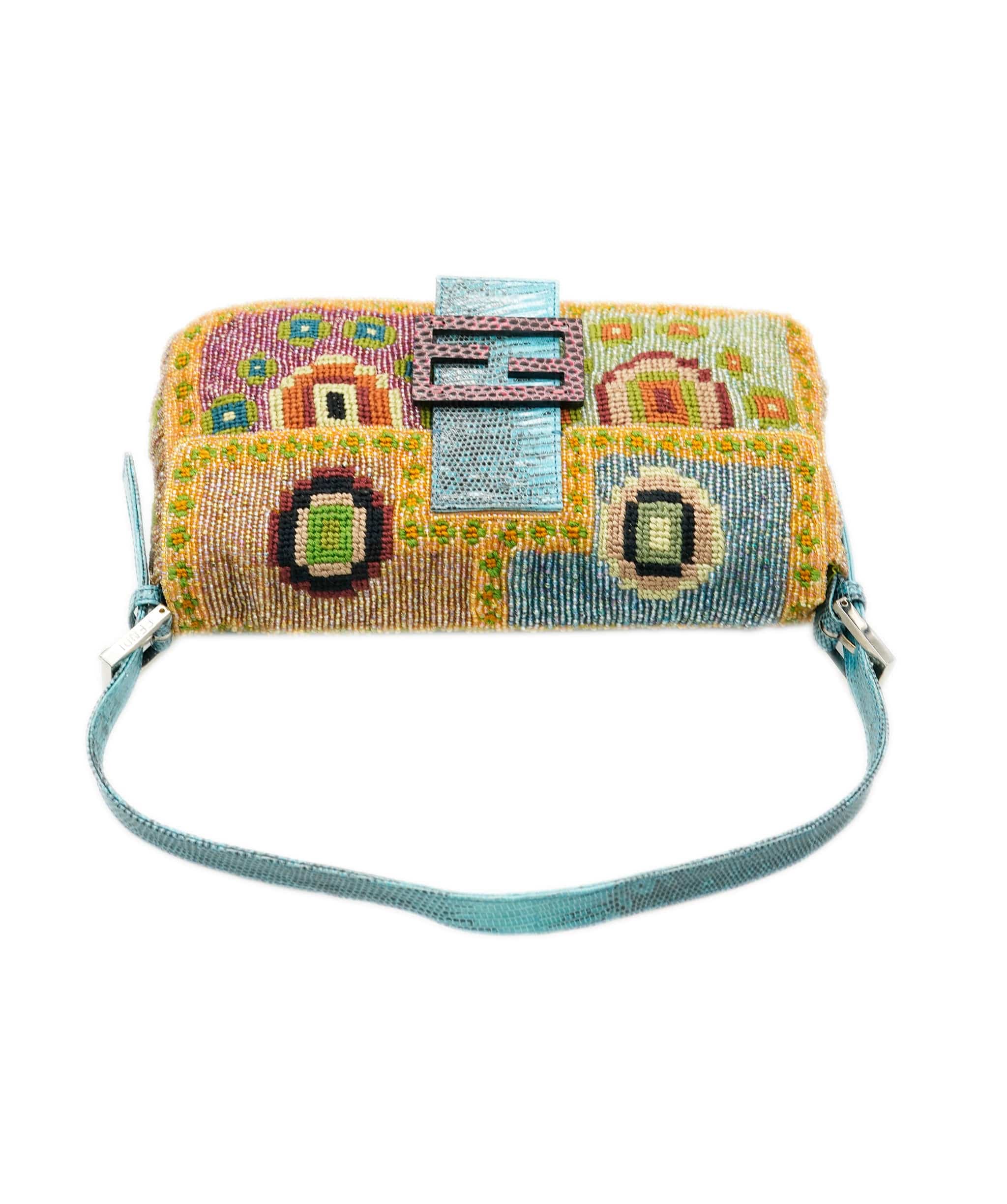 Fendi Fendi Multicoloured Beaded & Python Baguette Bag - DBXS1773