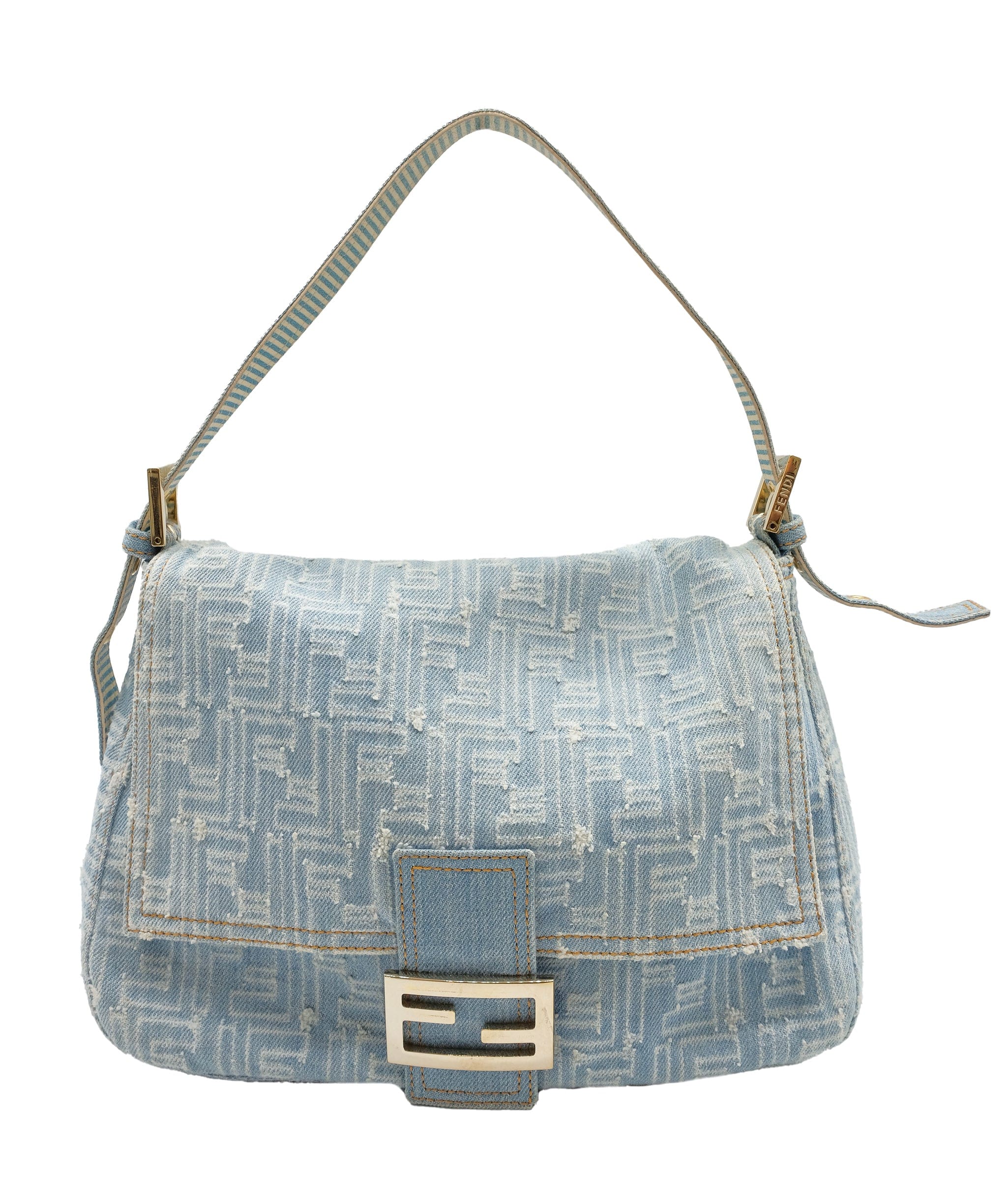 Fendi Fendi Zucca Baguette Denim Wash Blue DXBS0231