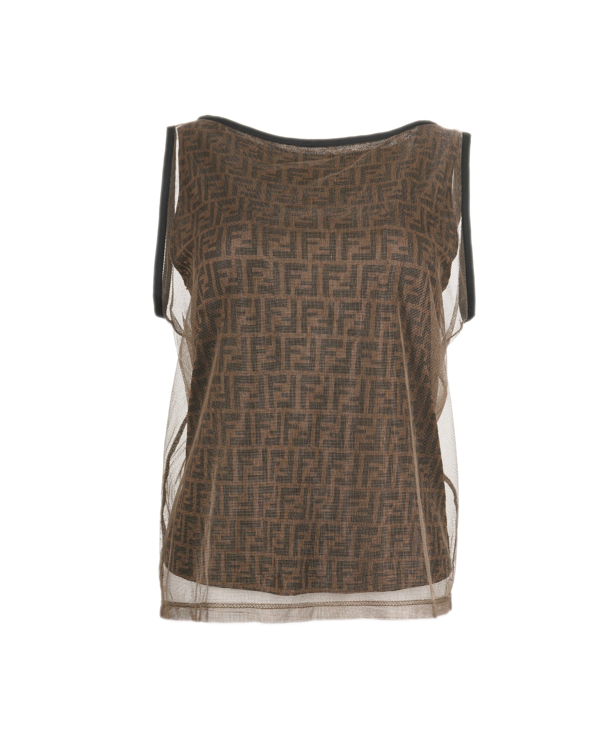 Fendi Fendi Zucca Mesh Tank Top Brown ASL6203