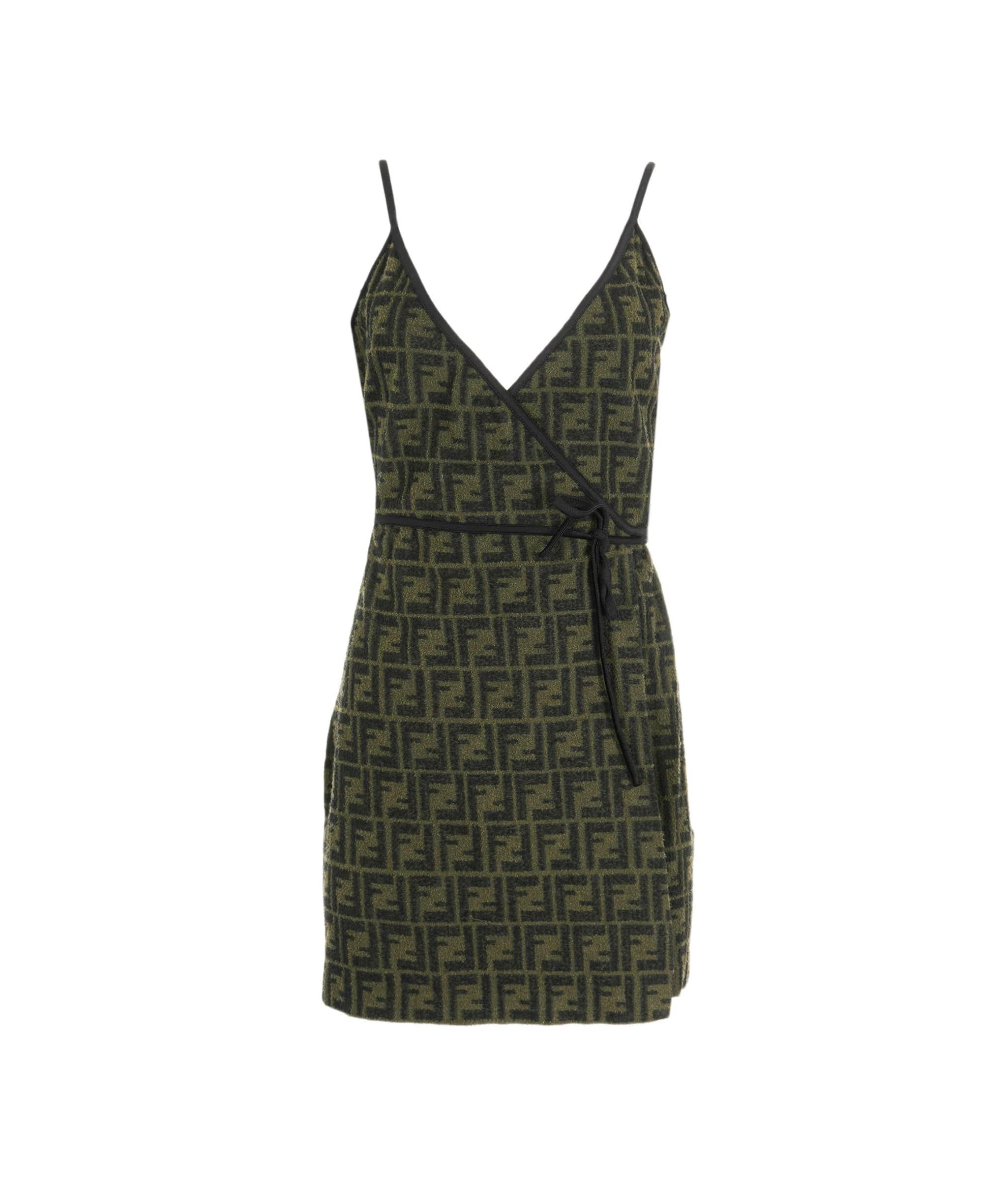 Fendi Fendi Zucca Wrap Dress Green ASL8268