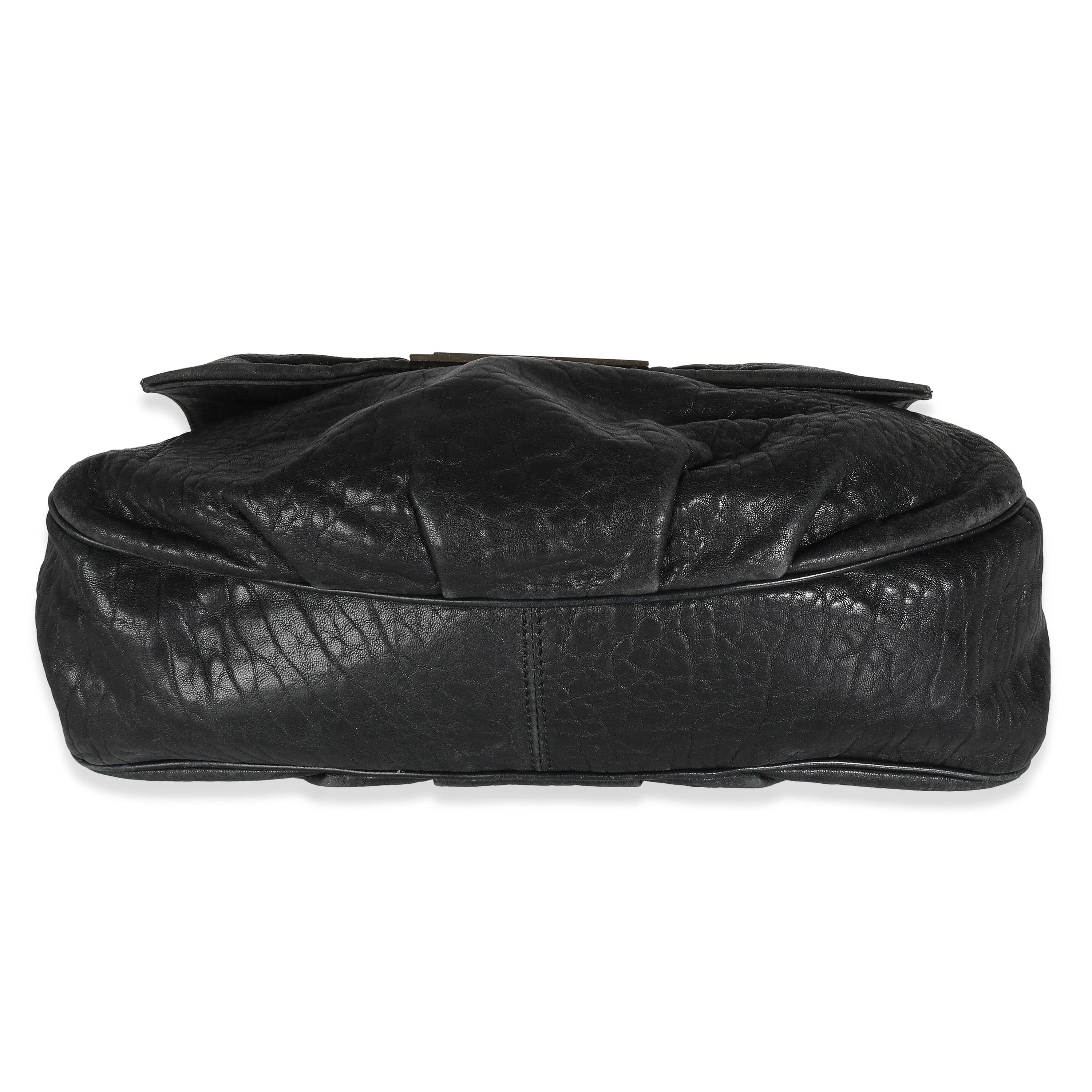 Fendi Fendi Black Crinkled Lambskin Mia Flap Bag