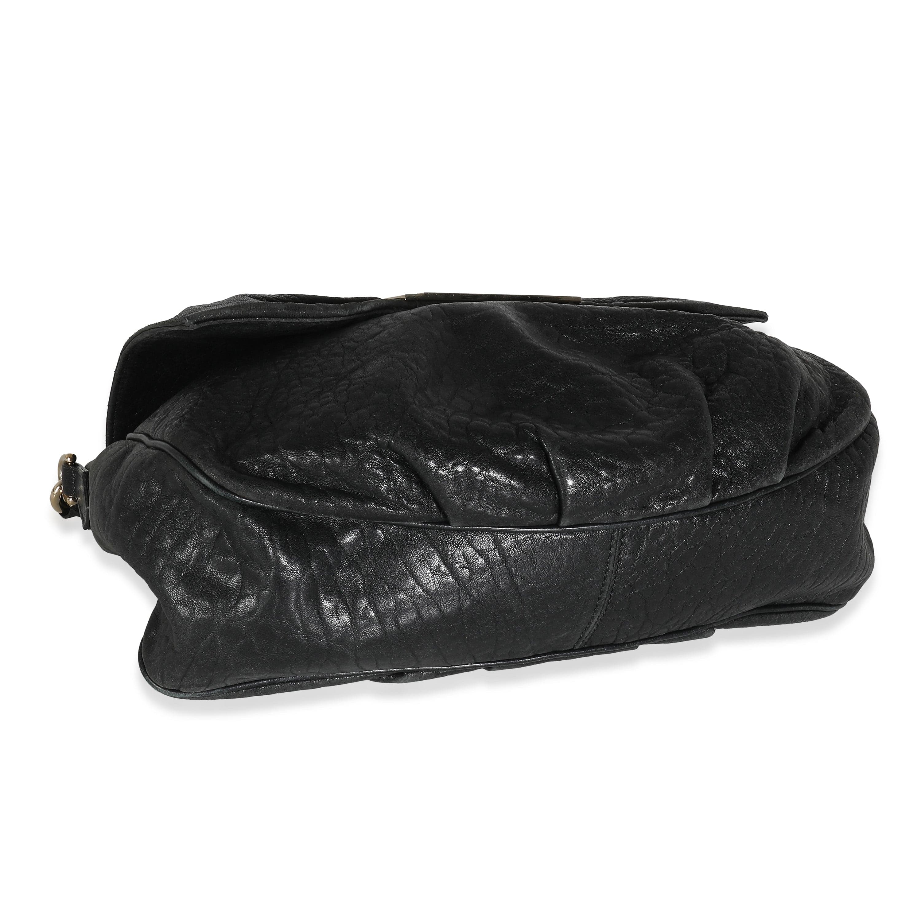 Fendi Fendi Black Crinkled Lambskin Mia Flap Bag