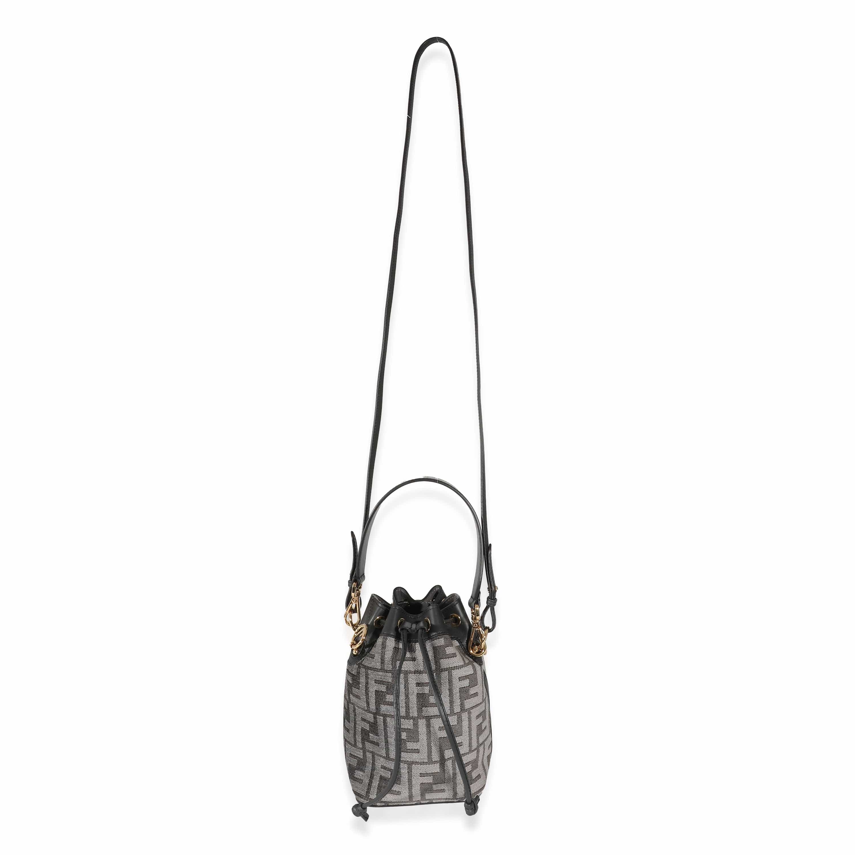 Fendi Fendi Grey Tapestry Fabric FF Mon Tresor Bucket Bag