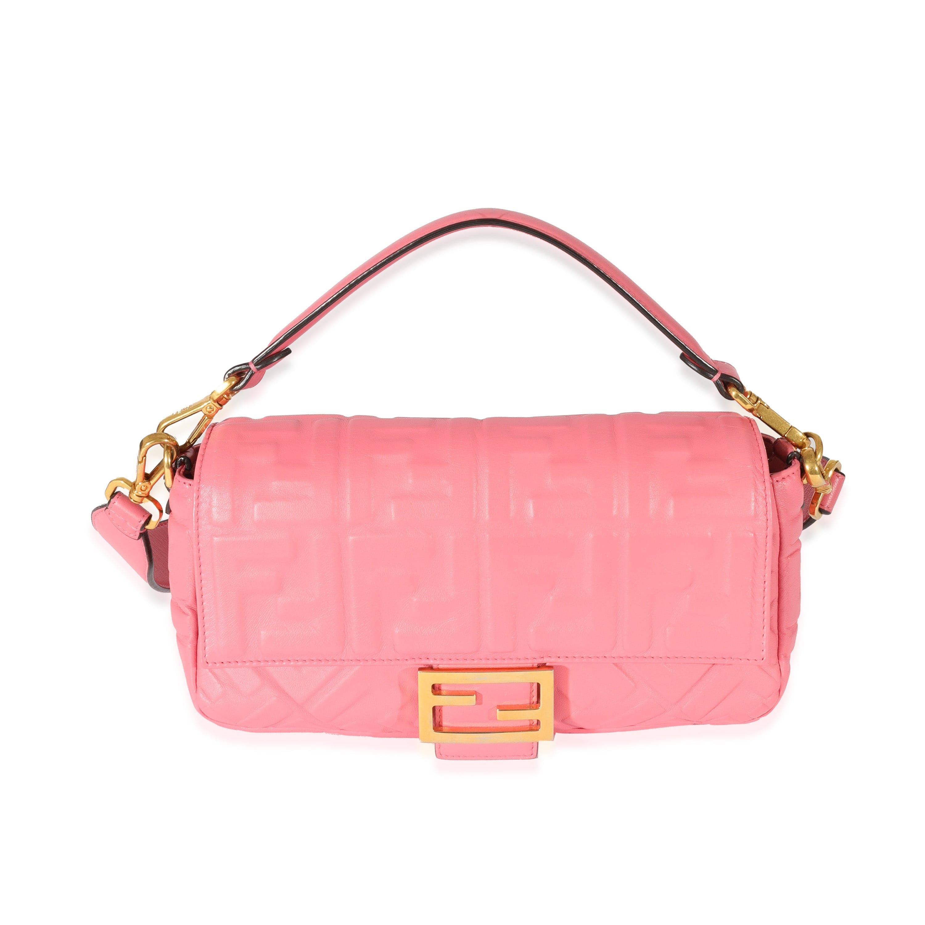 Fendi Fendi Pink Leather Zucca Medium Baguette NM