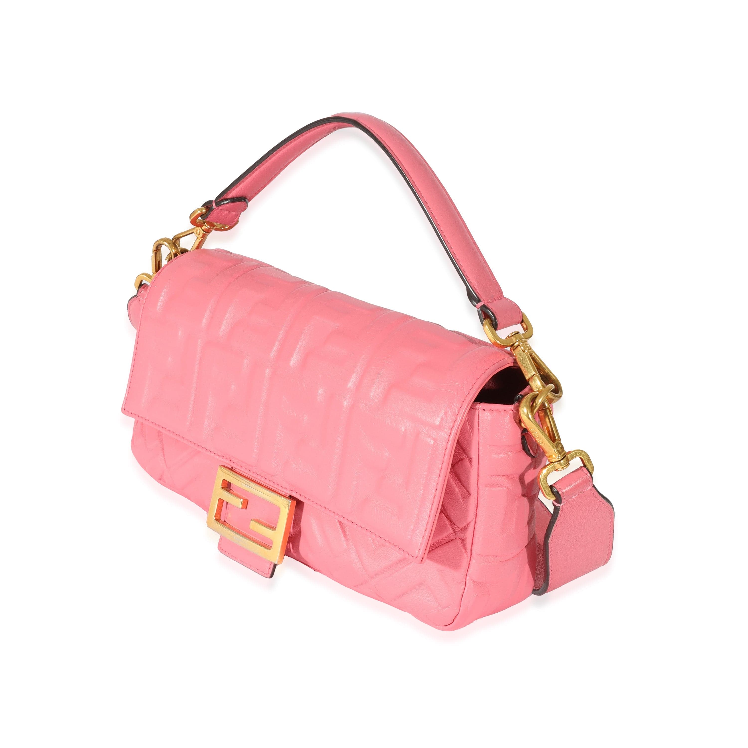 Fendi Fendi Pink Leather Zucca Medium Baguette NM