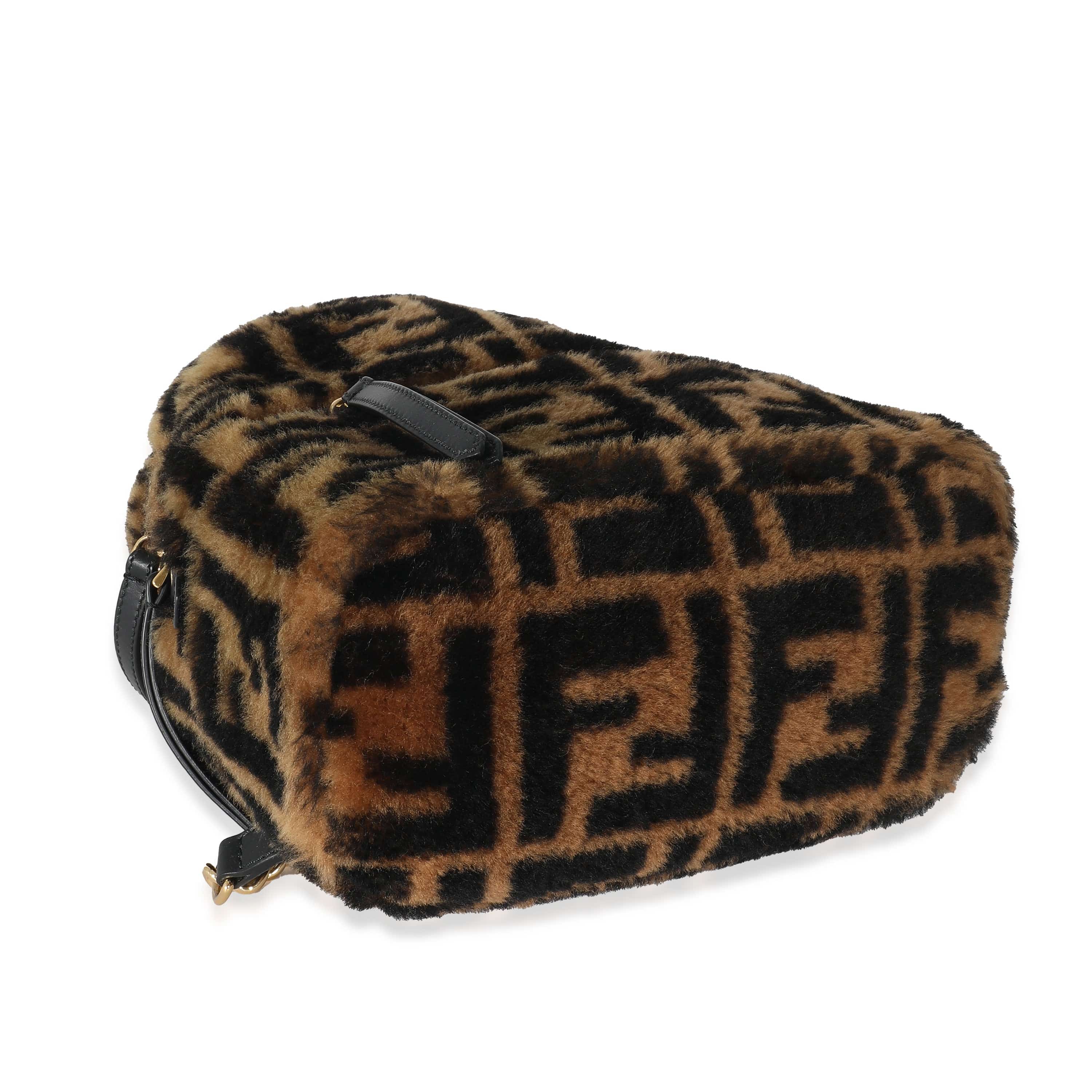 Fendi Fendi Tobacco Shearling Macro FF 1974 Mini Backpack