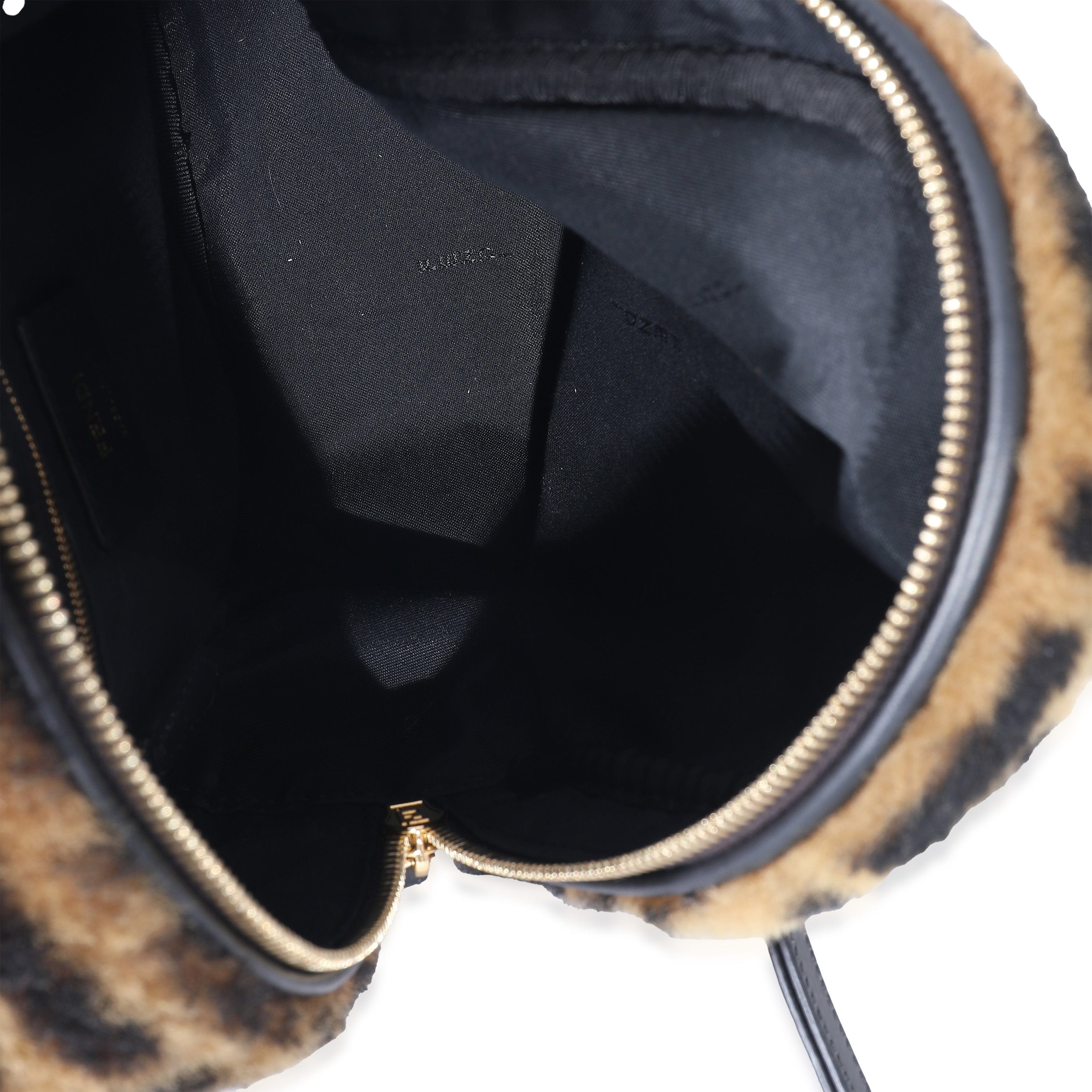 Fendi Fendi Tobacco Shearling Macro FF 1974 Mini Backpack