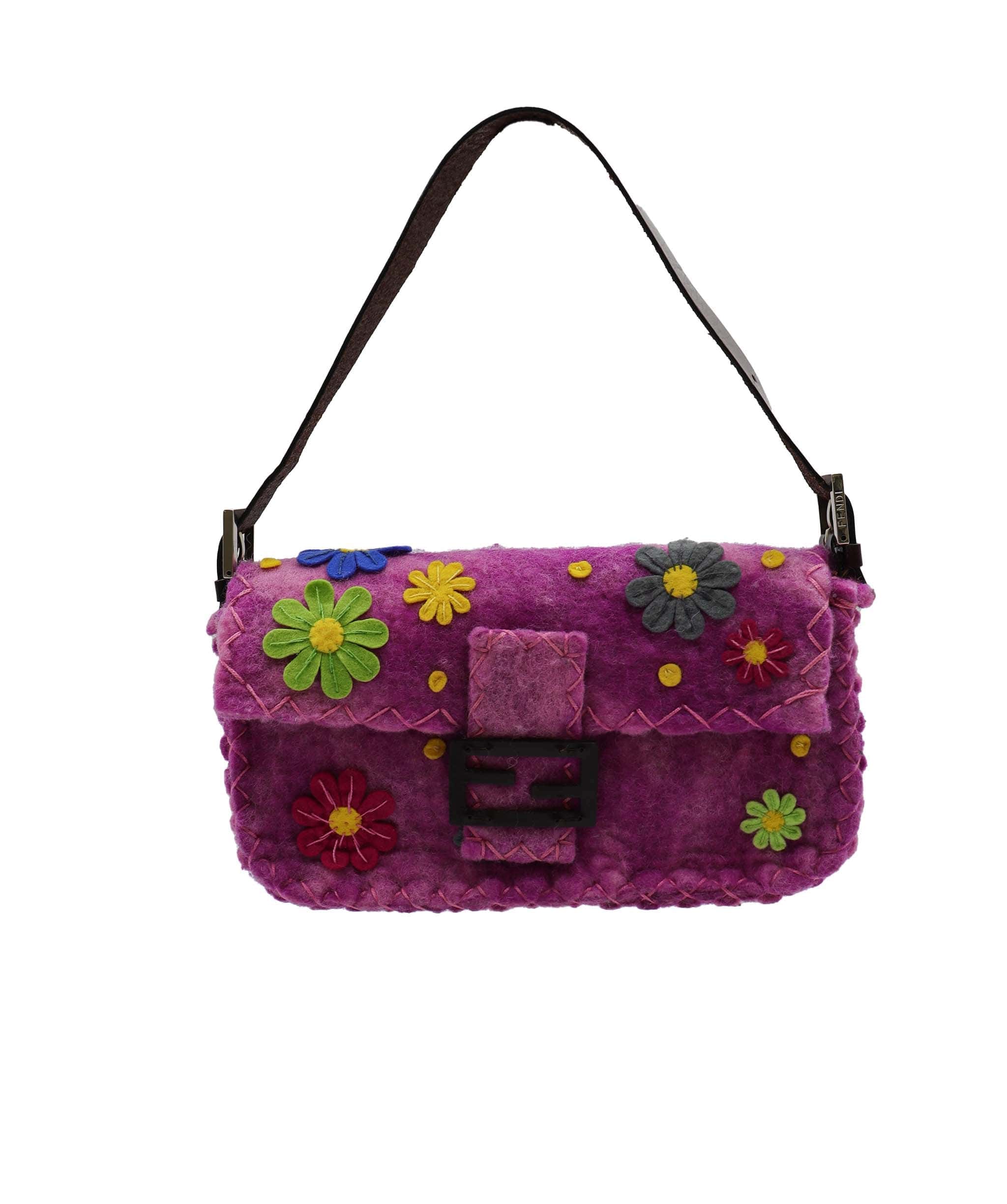 Fendi Fendi wool Baguette Flowers Pink/Purple DXBS1813