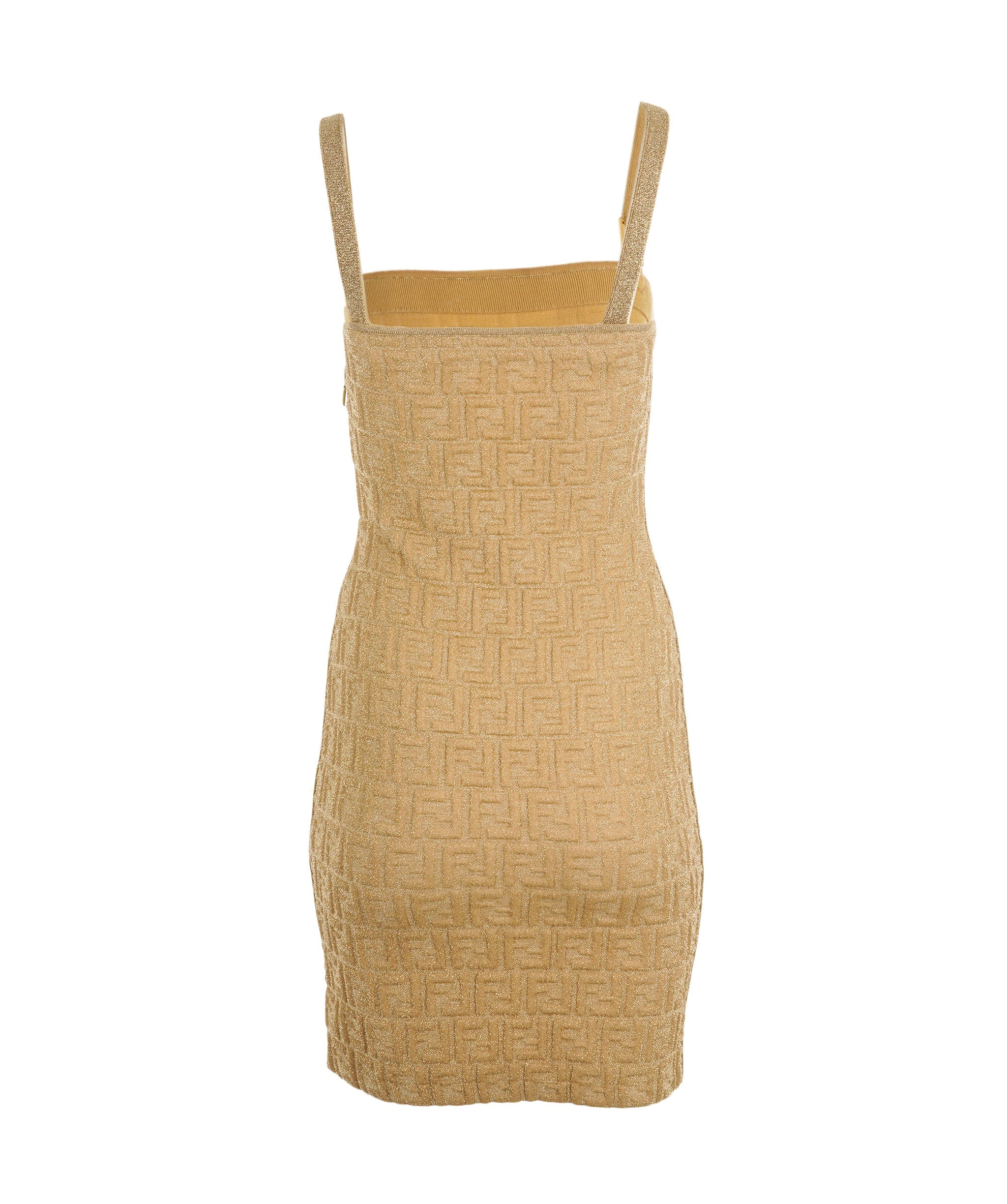 Fendi Fendi 2022 Gold Embossed FF Jacquard Strapless Dress ALC1873