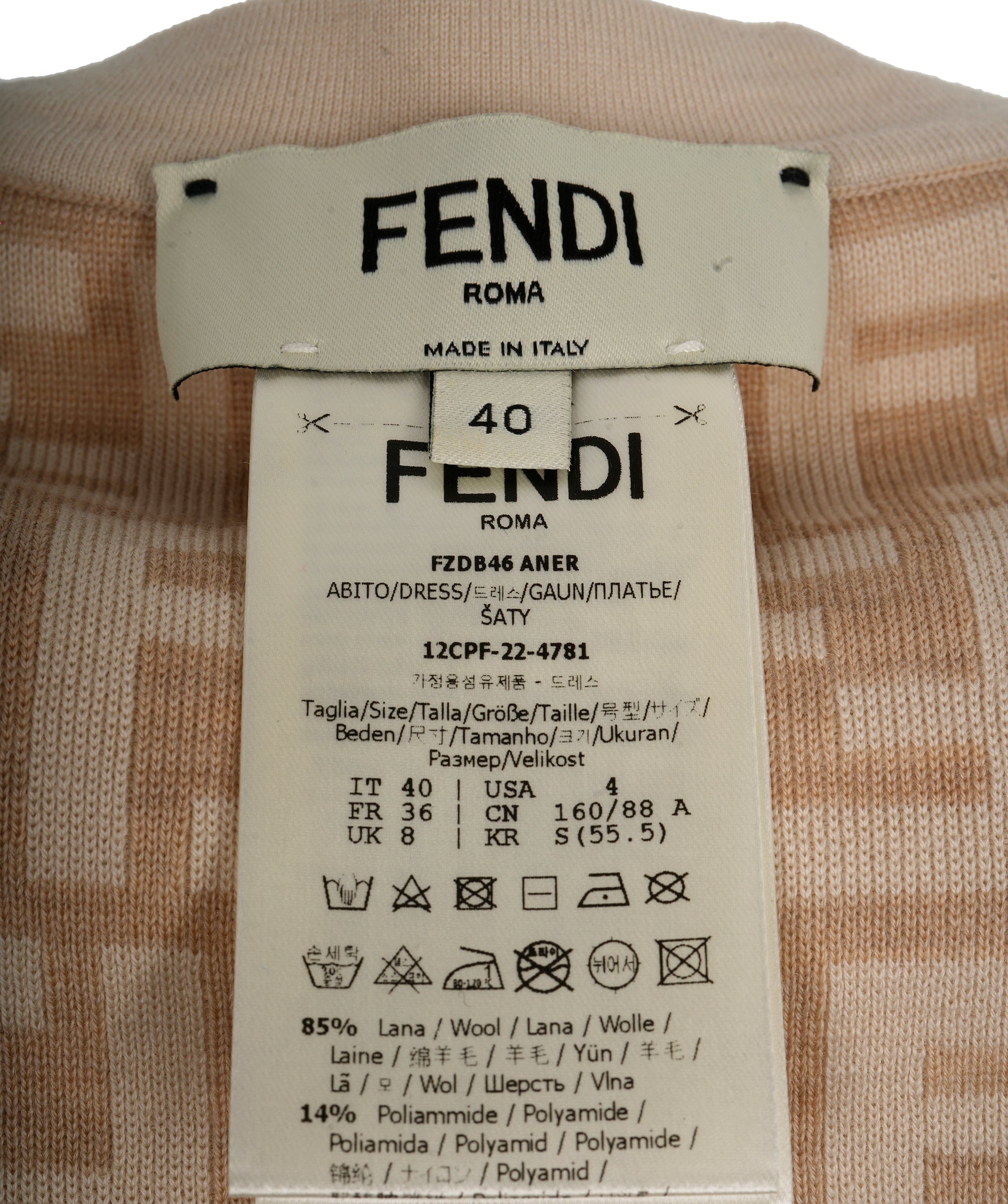 Fendi Fendi Reversible Cream FF Dress ALL0574