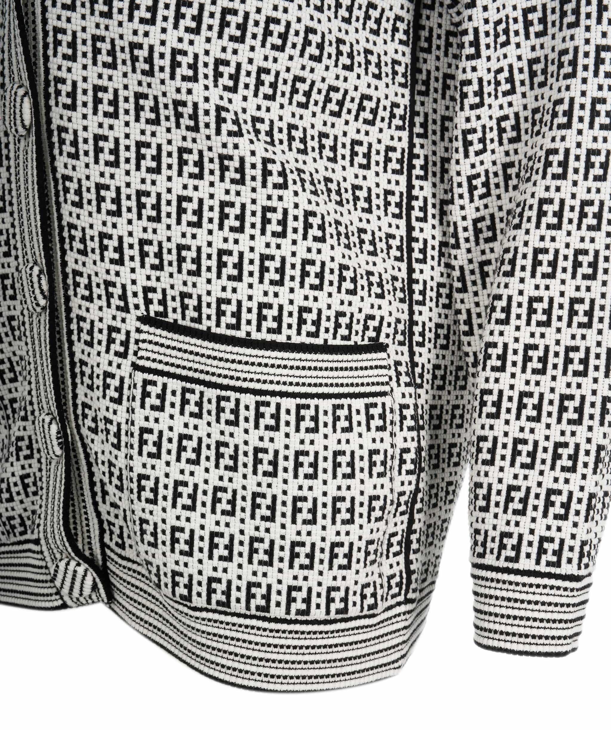 Fendi Fendi White and Black FF Cardigan M ALL0539