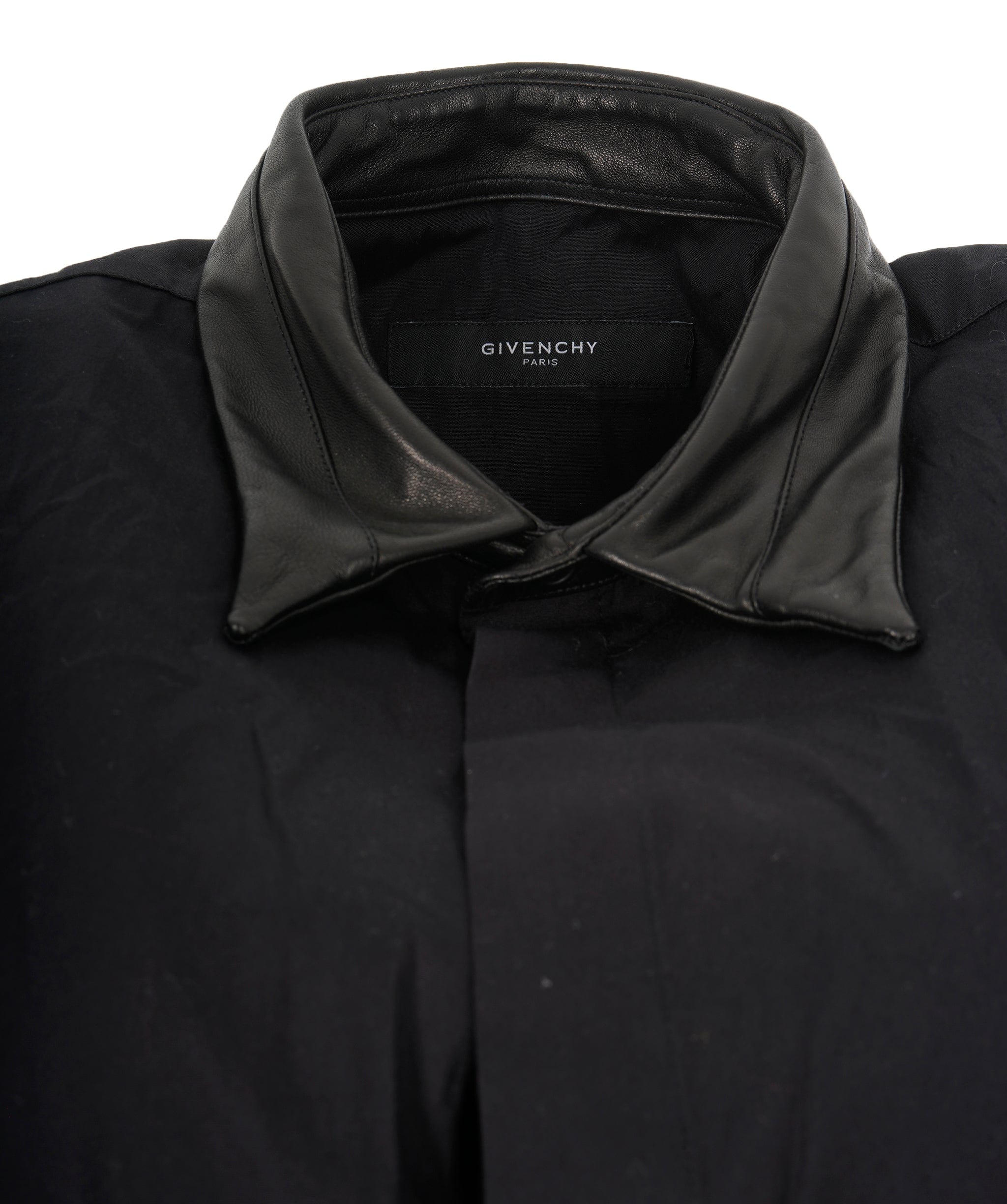 Givenchy Givenchy Black Shirt Leather collar size 41 AGC1653