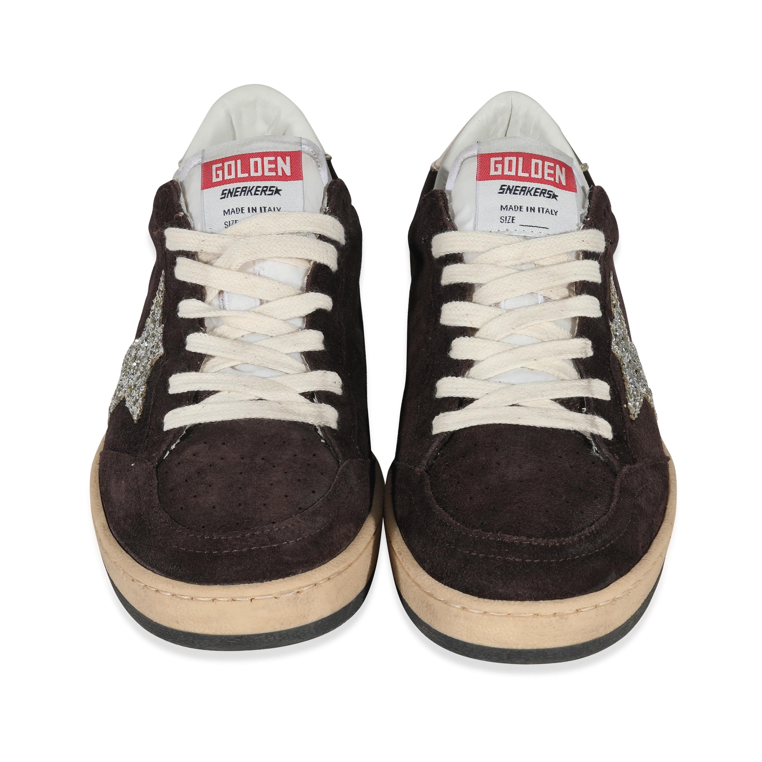 Golden Goose Golden Goose Silver Glitter Star Brown Suede Ballstar 36