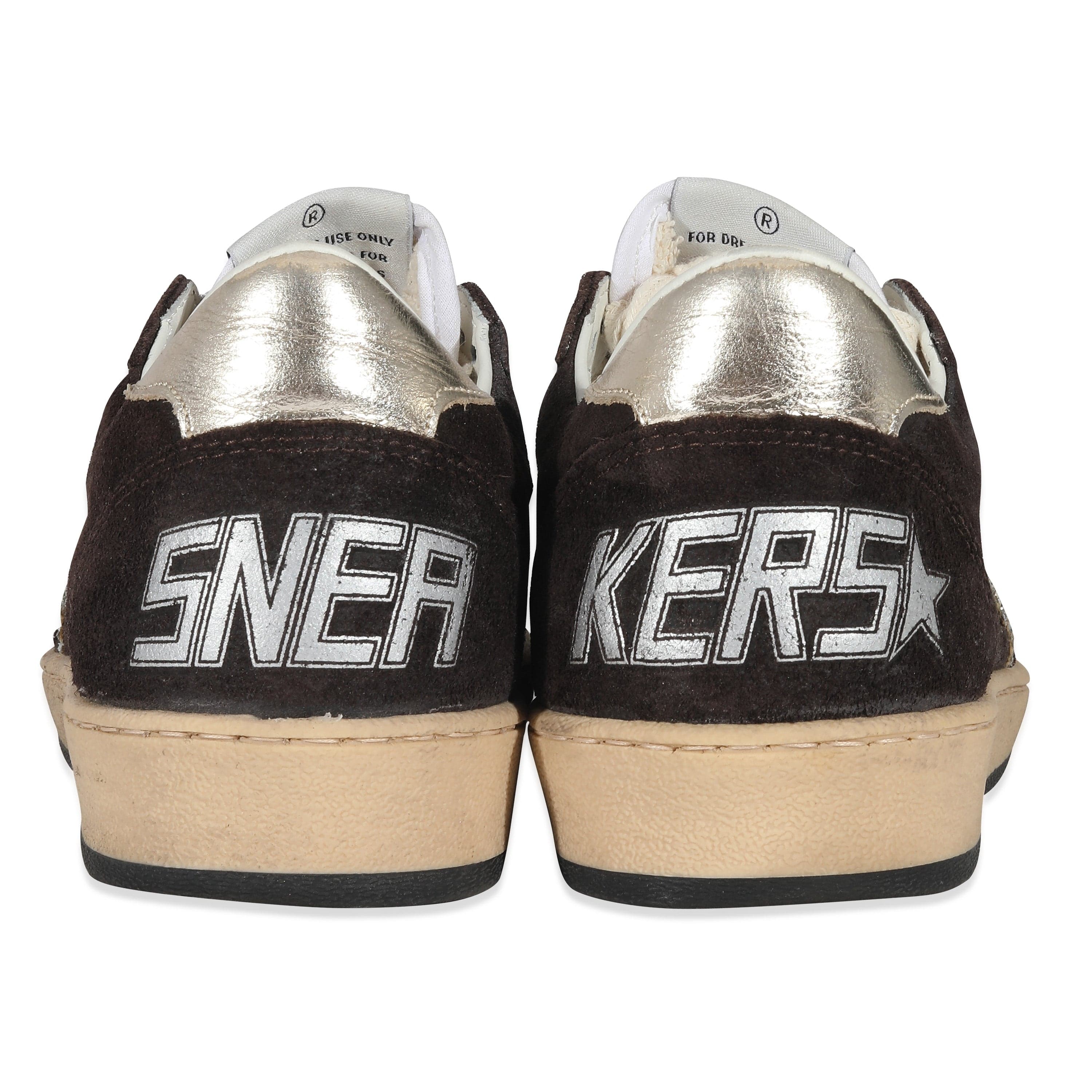 Golden Goose Golden Goose Silver Glitter Star Brown Suede Ballstar 36