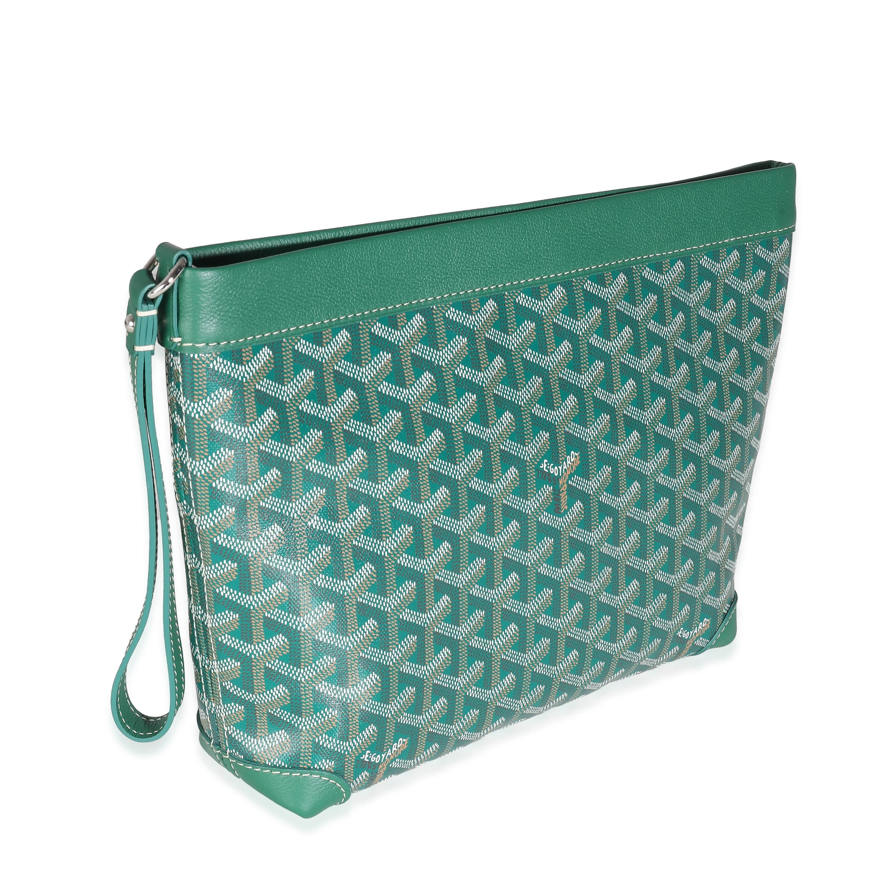 Goyard Green Goyardine Canvas Conti Pouch