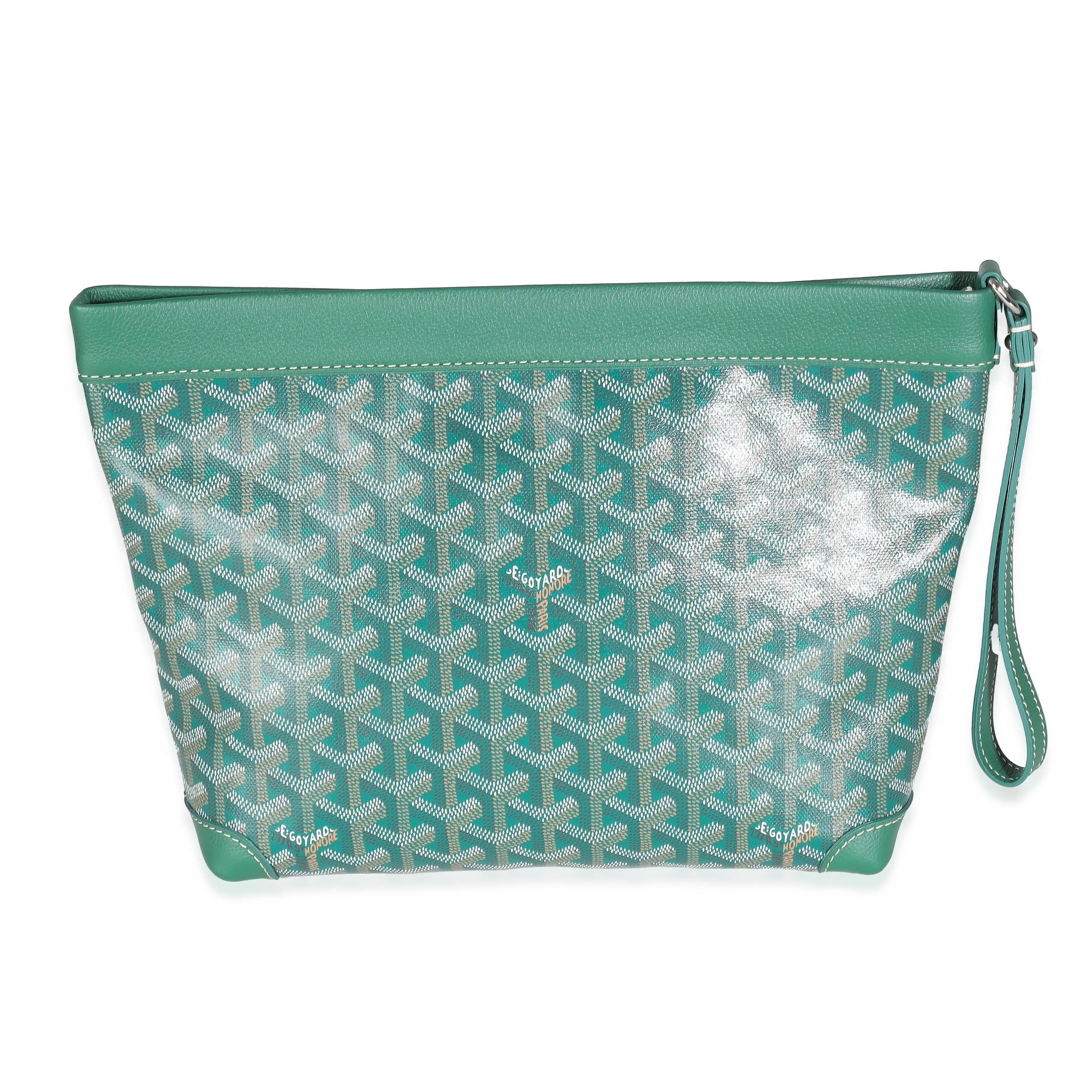 Goyard Green Goyardine Canvas Conti Pouch