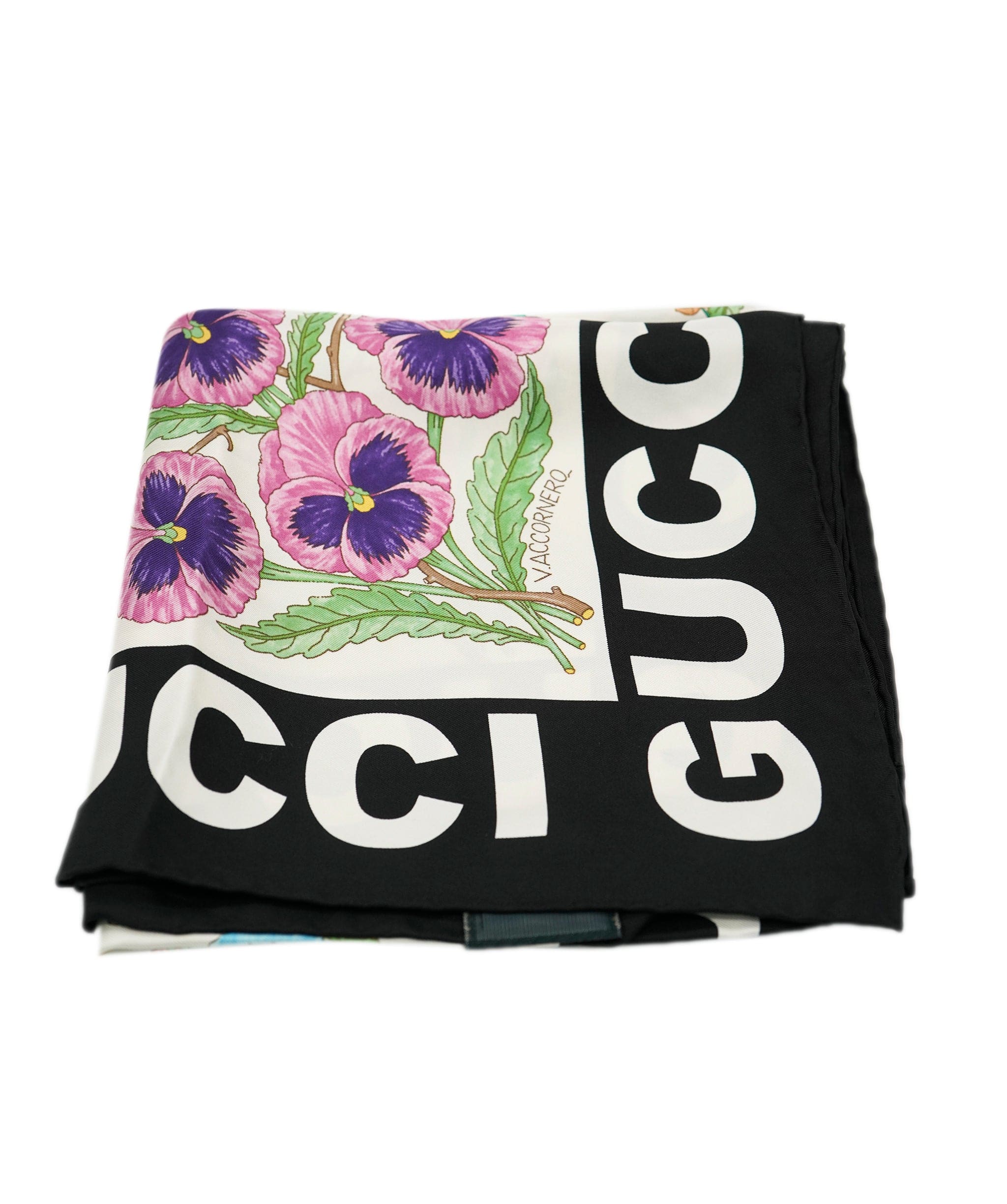 Gucci Gucci black floral scarf 90 x90  AJL0195