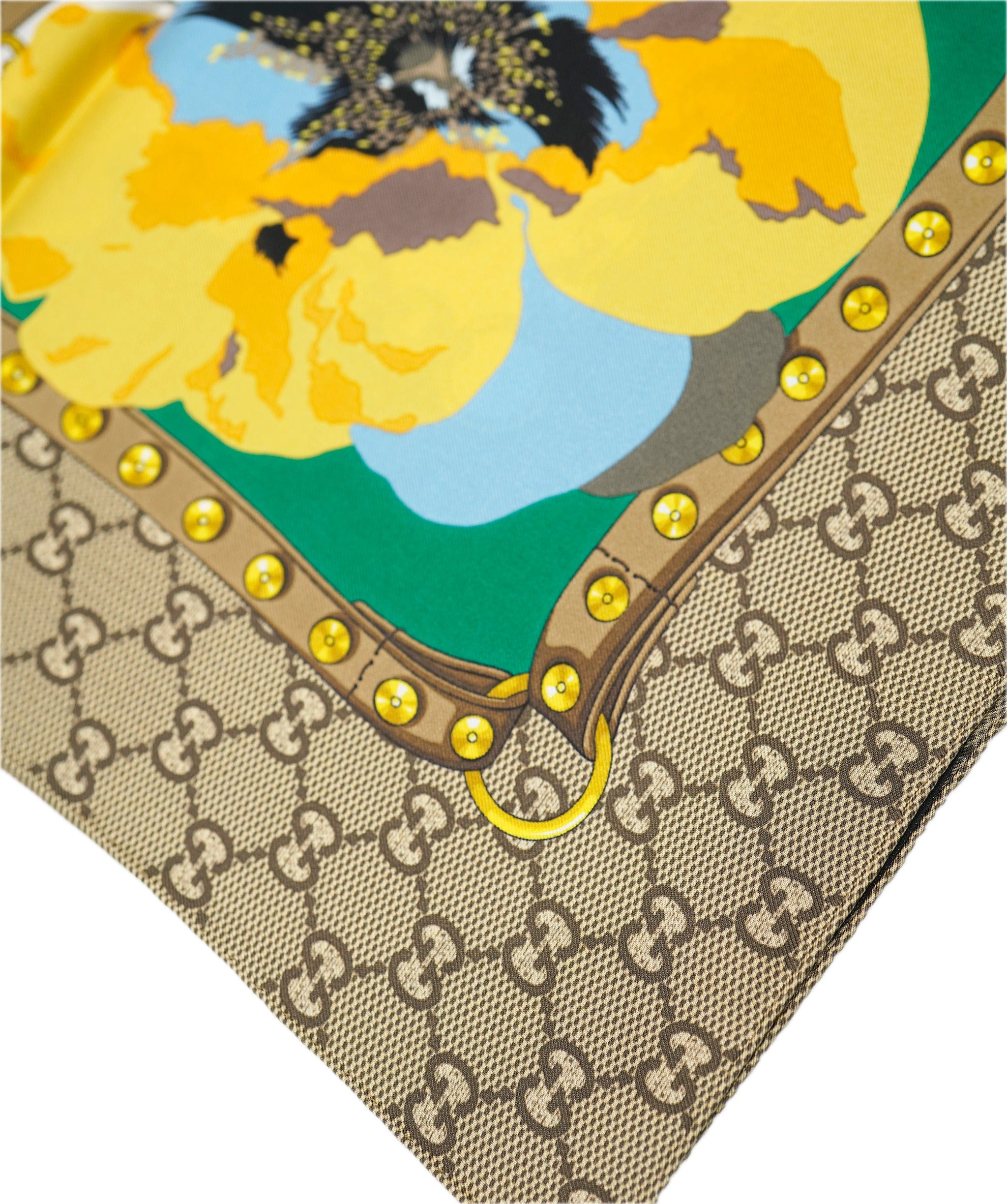 Gucci Gucci yellow floral guccissima 90 x 90 scarf AJL0194