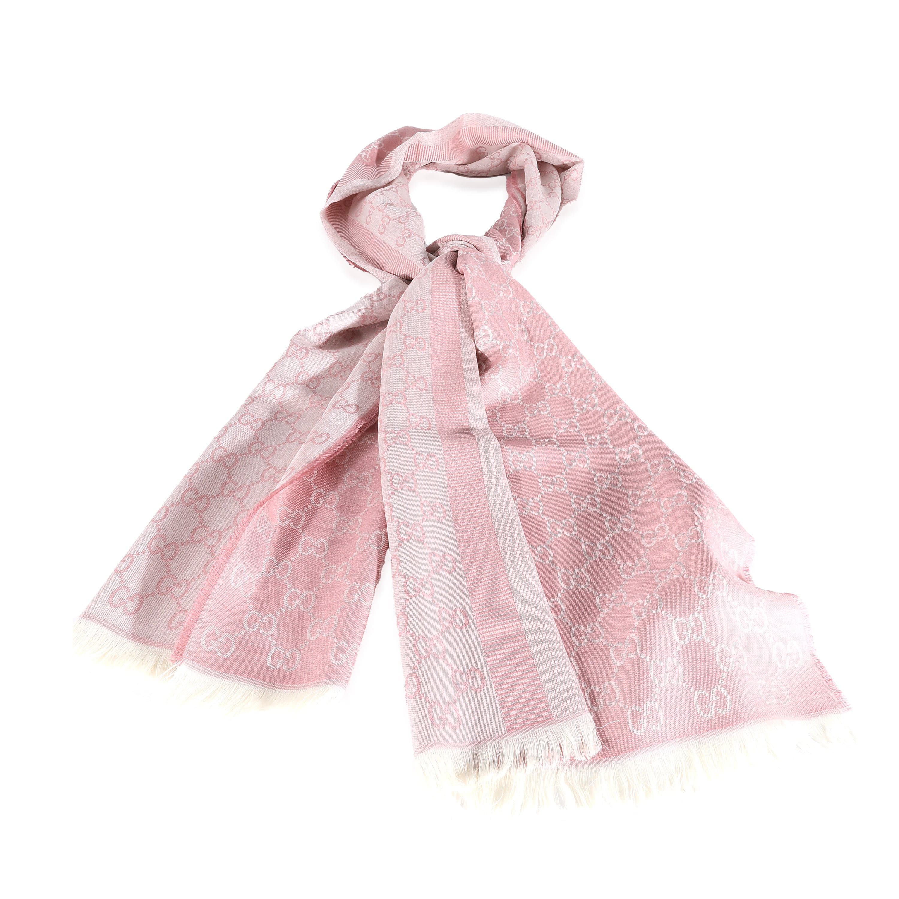 Gucci Gucci 70 x 195 Light Pink Silk Scarf AVL1355