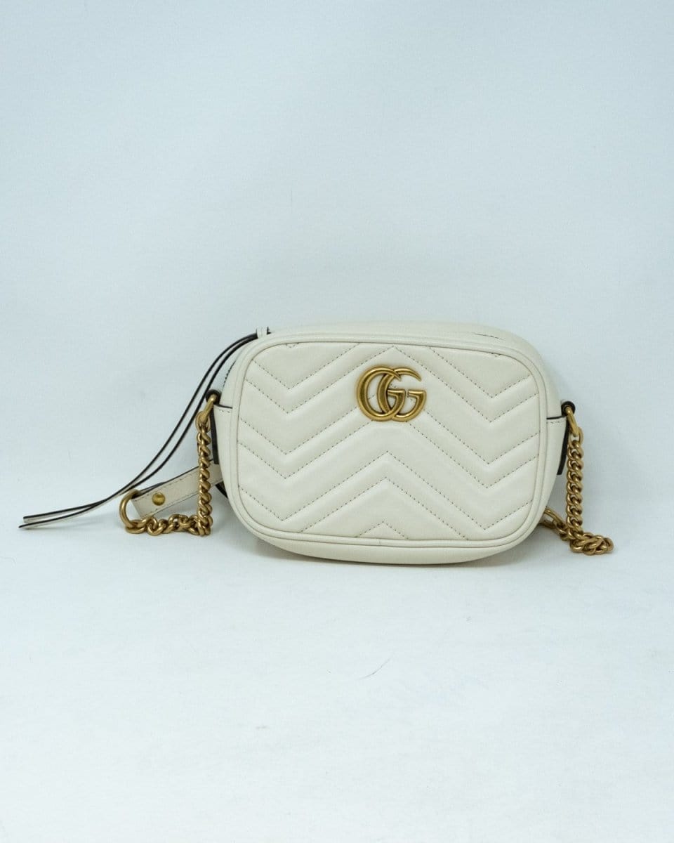 36. LP x CH Gucci Small Cream Leather Marmont Crossbody Bag GHW - AGL1759