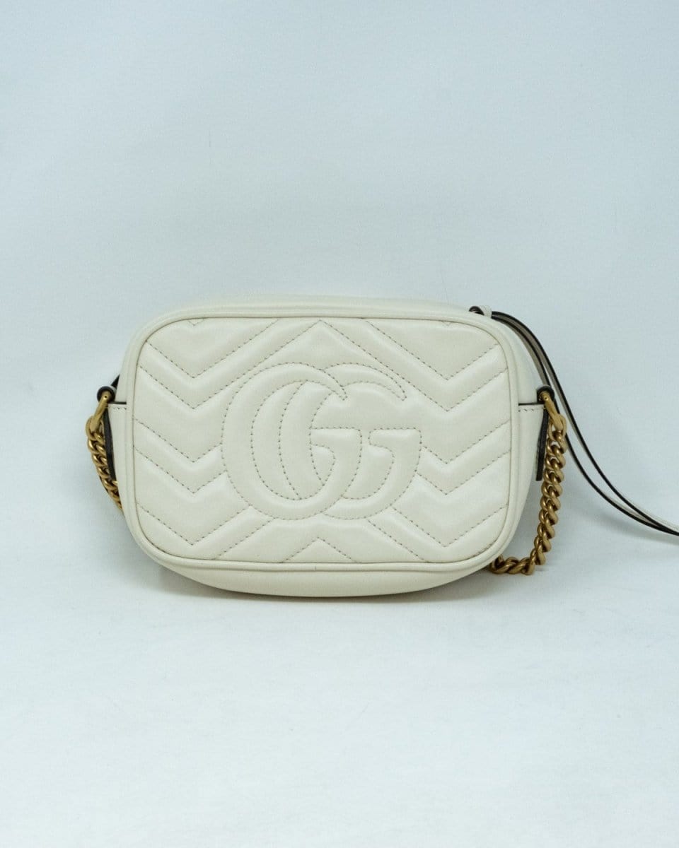 36. LP x CH Gucci Small Cream Leather Marmont Crossbody Bag GHW - AGL1759