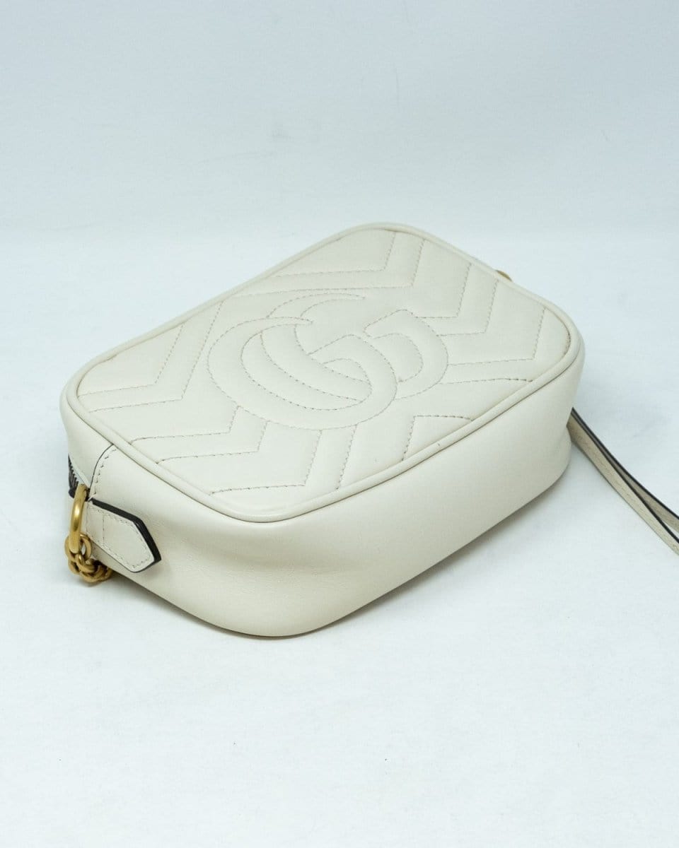 36. LP x CH Gucci Small Cream Leather Marmont Crossbody Bag GHW - AGL1759