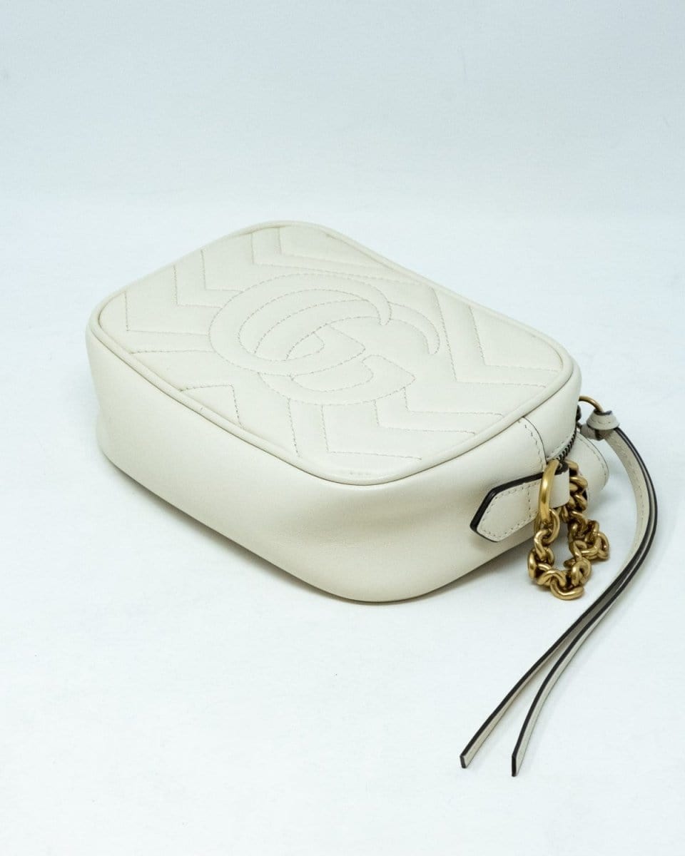 36. LP x CH Gucci Small Cream Leather Marmont Crossbody Bag GHW - AGL1759