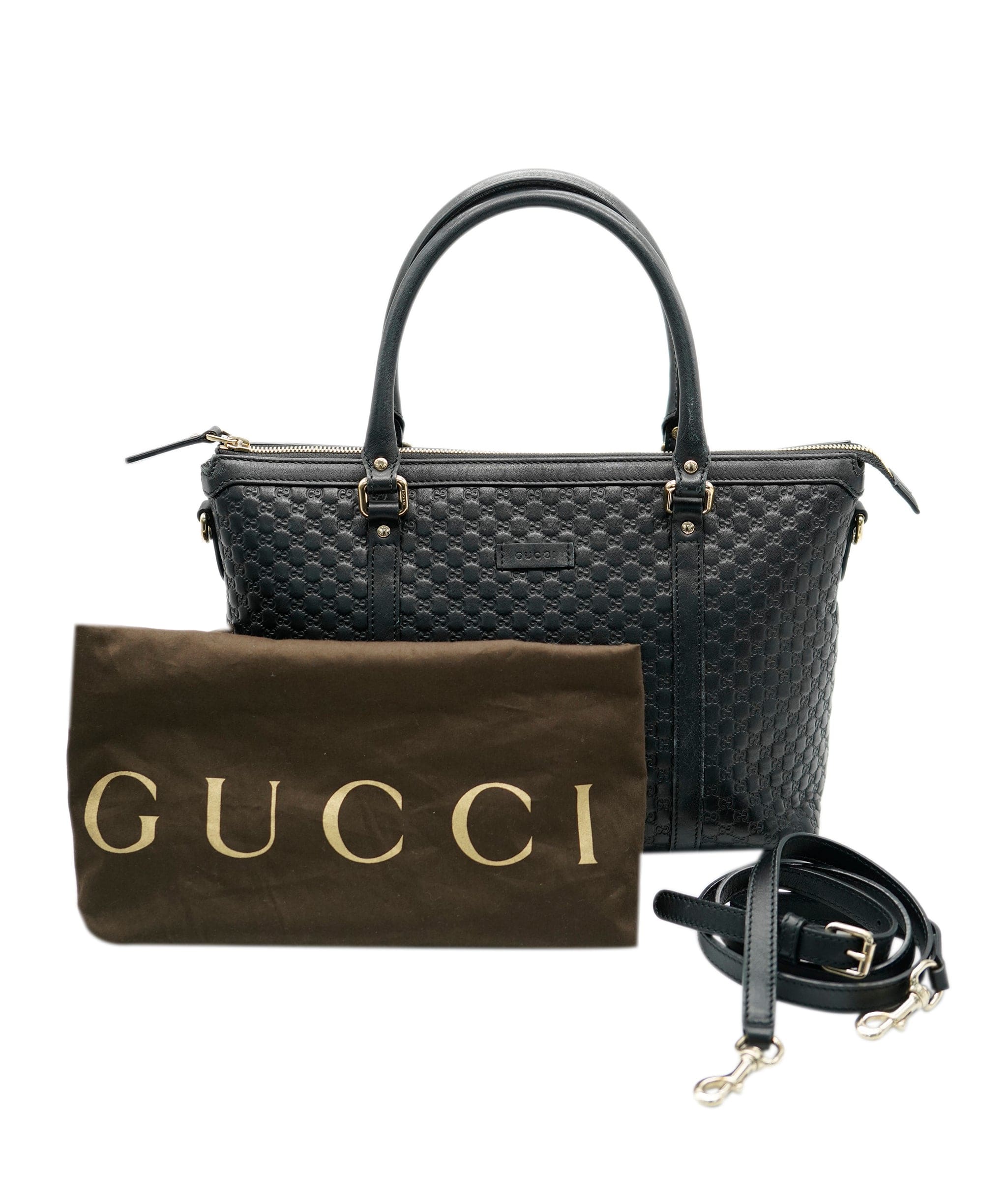 Gucci Black Micro Guccissima Leather 2 Way Tote GHW AGL2426