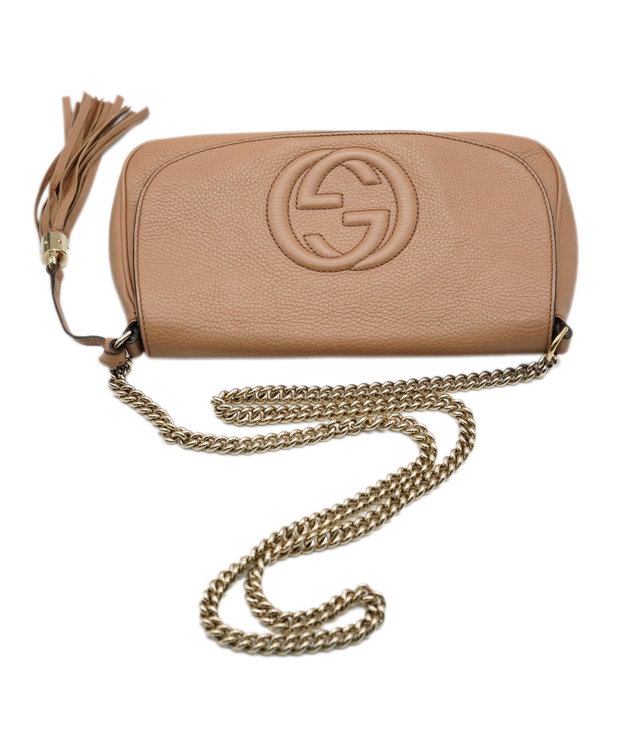 Gucci Gucci Beige Leather GG Crossbody Bag  ALC0893