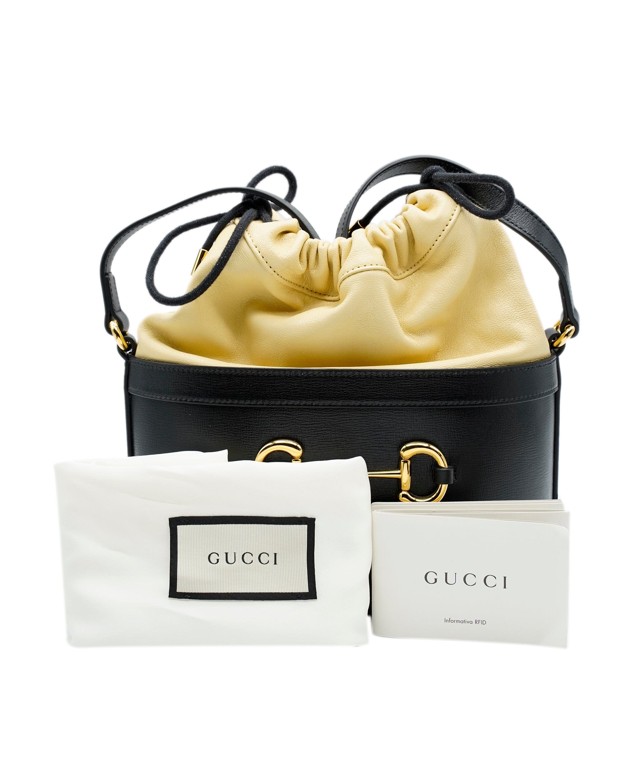 Gucci Gucci Black Leather 1955 Horsebit Bucket ASC2348