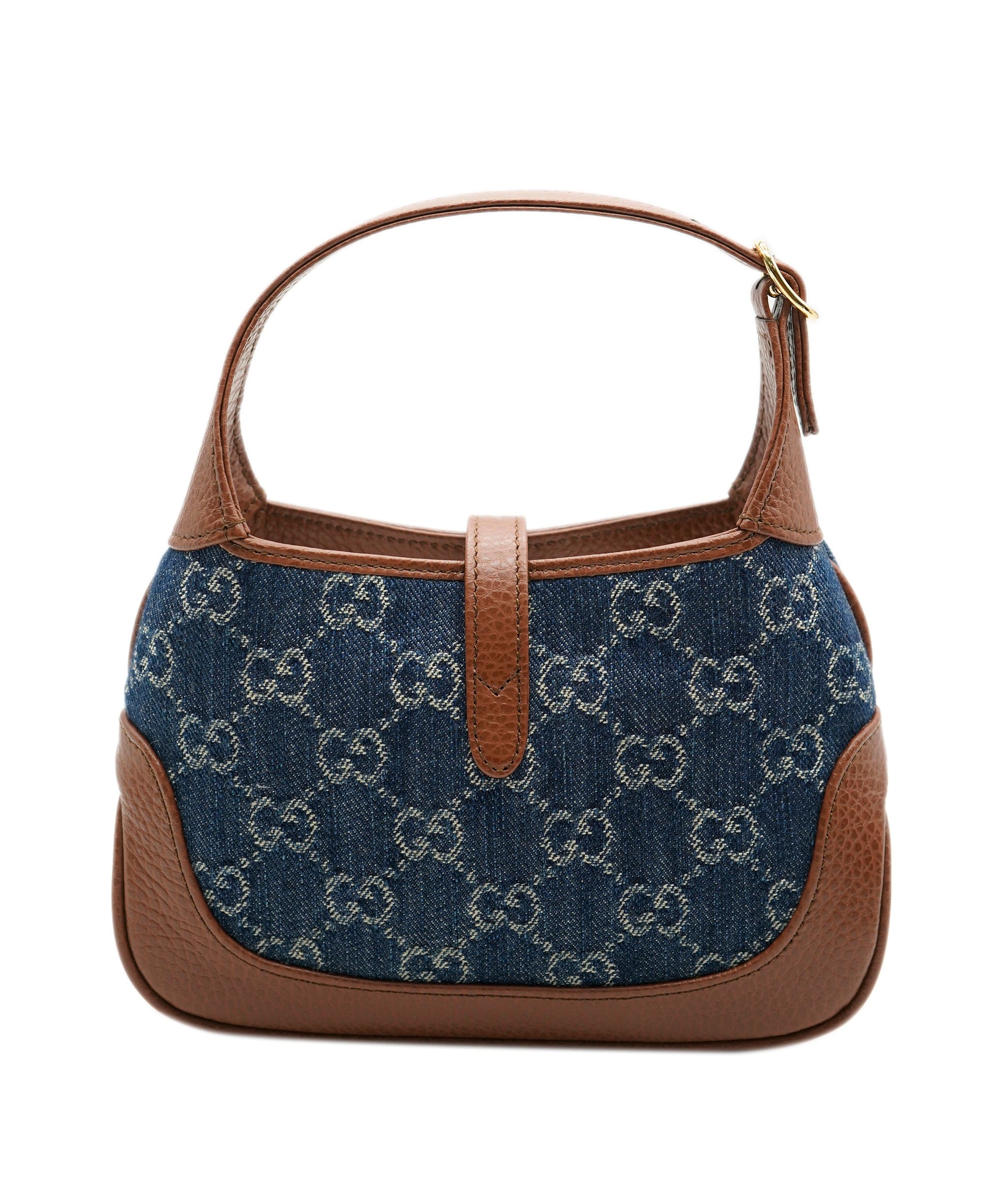 Gucci Gucci Blue Tea Cuir Calfskin New Denim GG Mini Jackie 1961 ABC0323