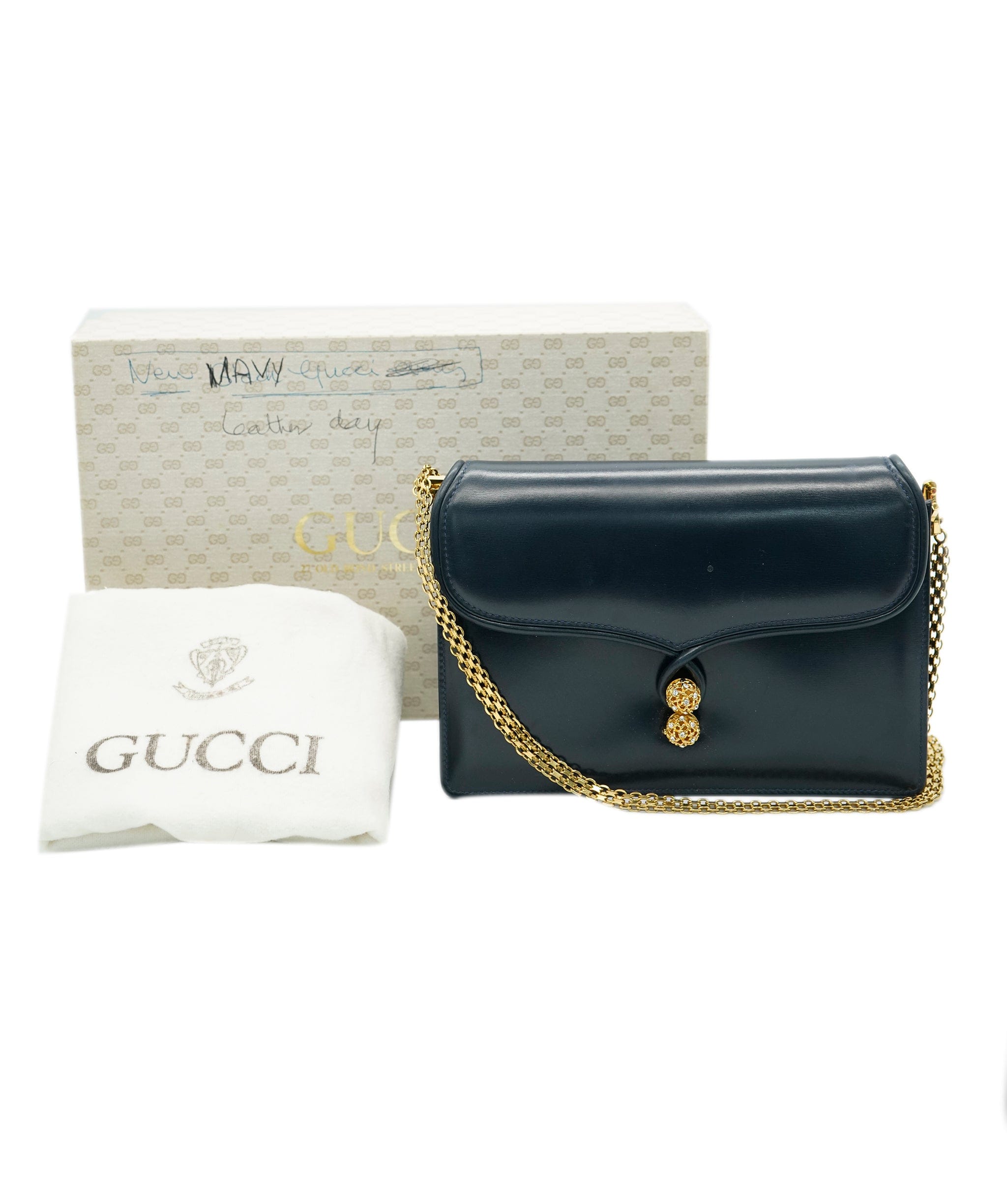 Gucci Gucci Box Leather Bag Navy with GHW  ALC1506