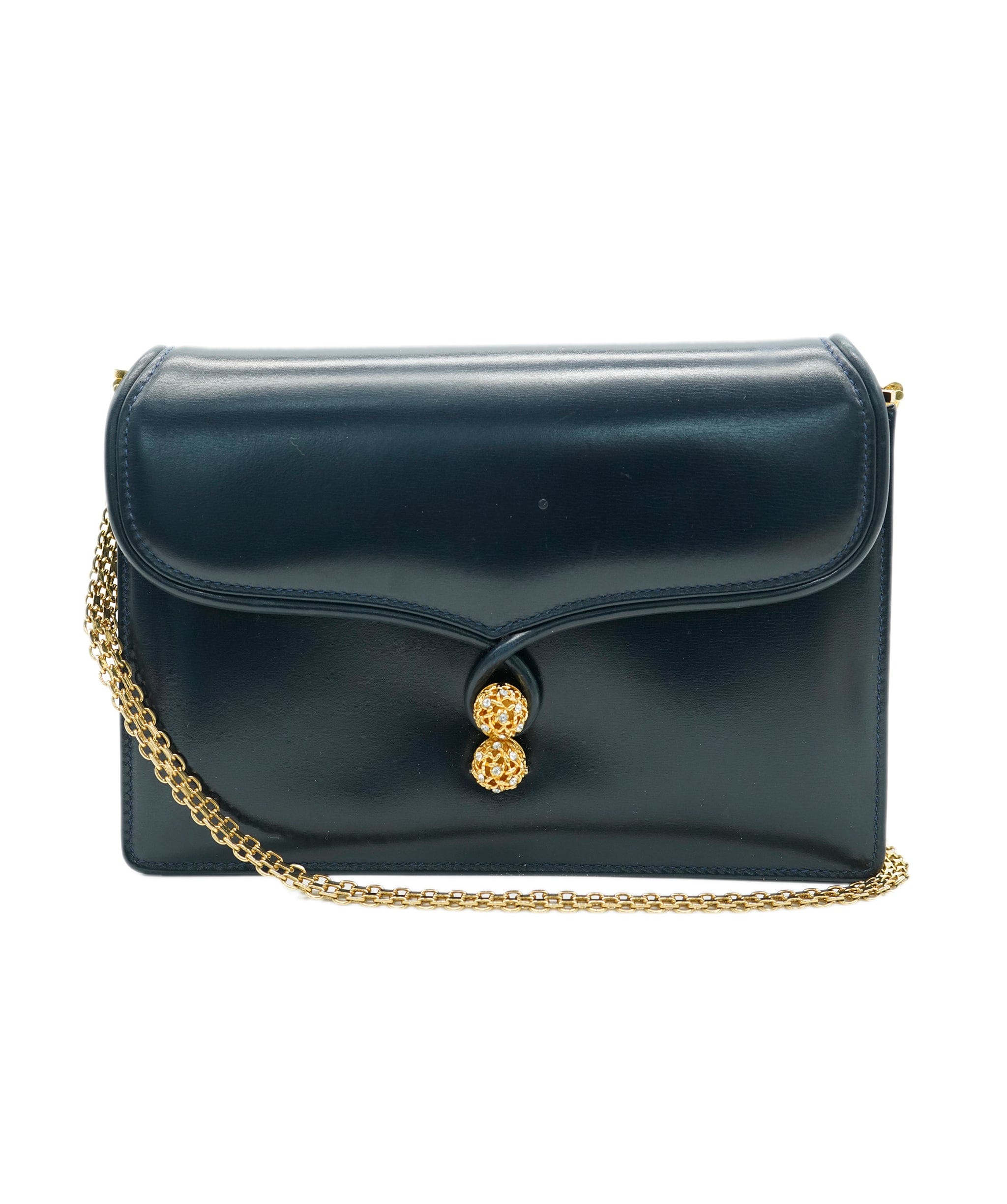 Gucci Gucci Box Leather Bag Navy with GHW  ALC1506