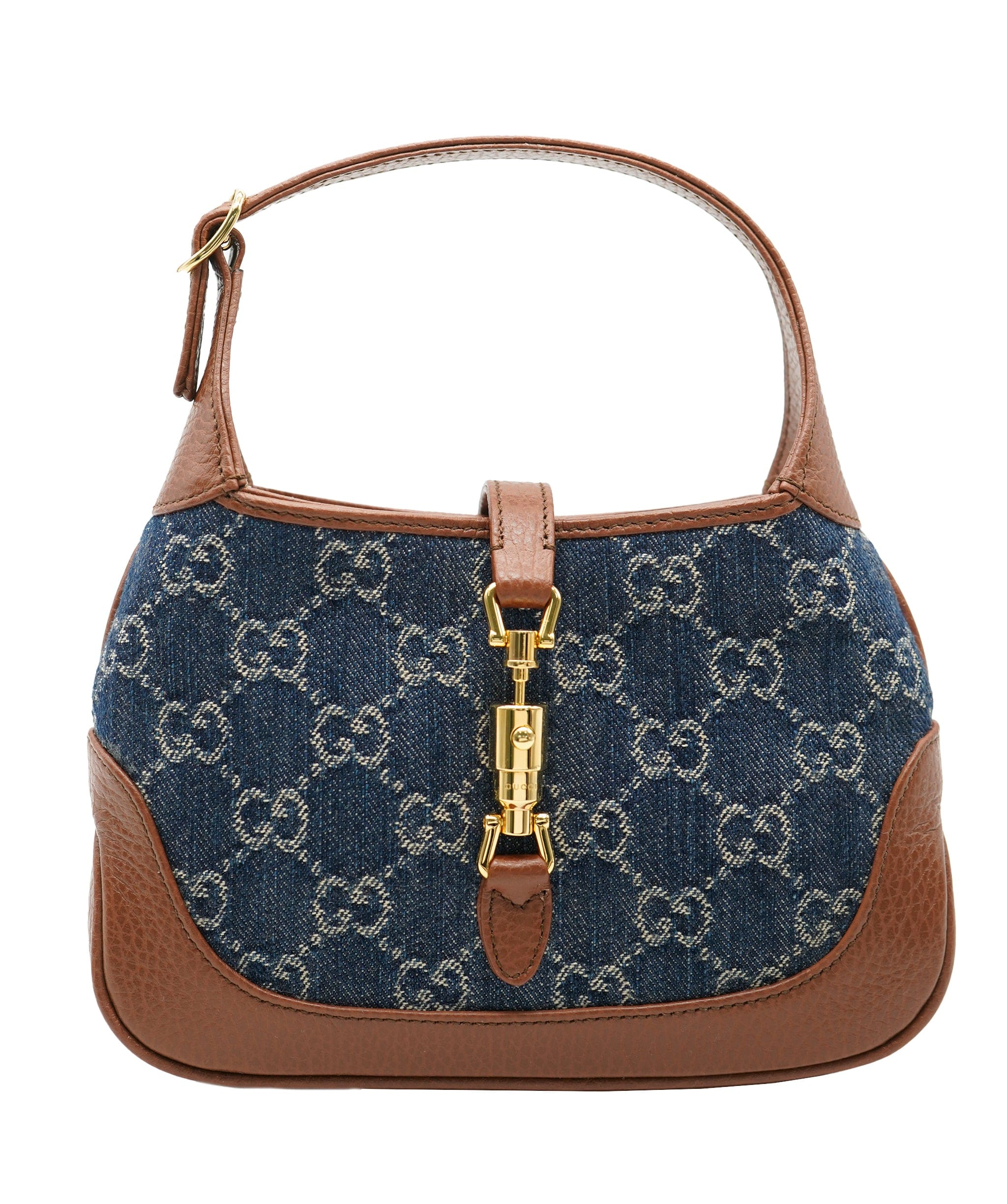 Gucci Gucci Brown Blue GG Denim Mini Jackie 1961 ABC0825